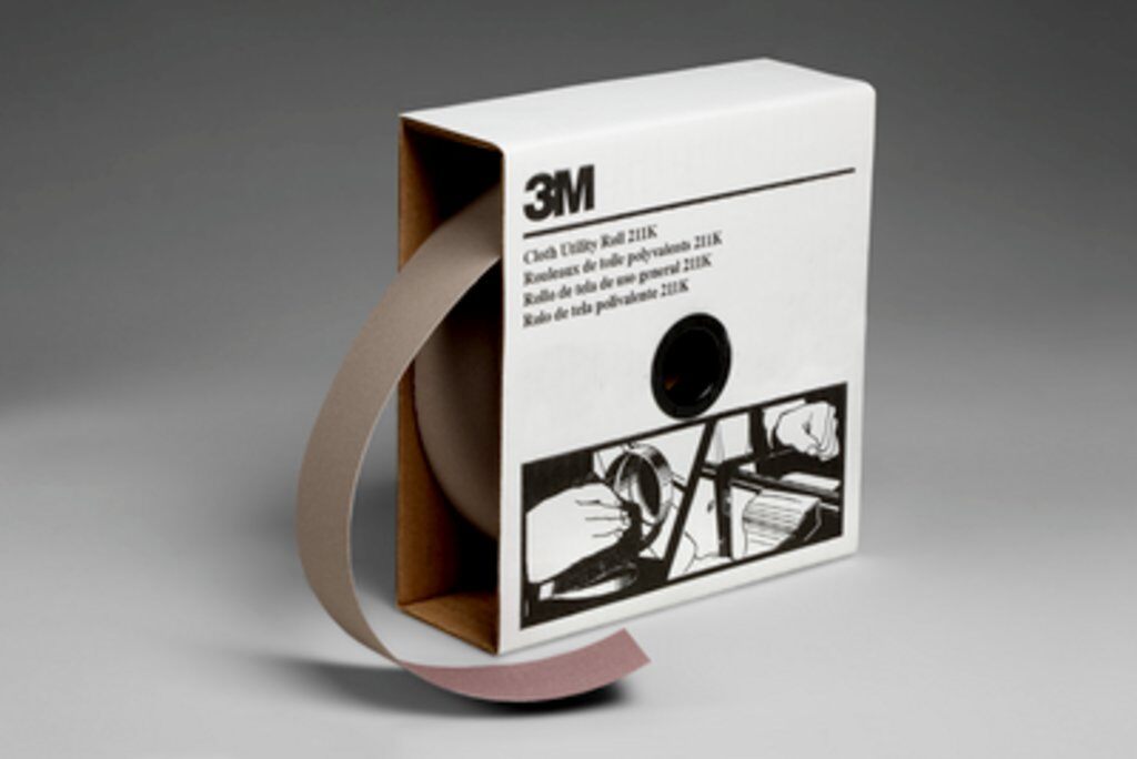 product 3M™ Utility Cloth Roll 211K, 220 J-weight, 1 in x 50 yd, Full-flex, 5 ea/Case
