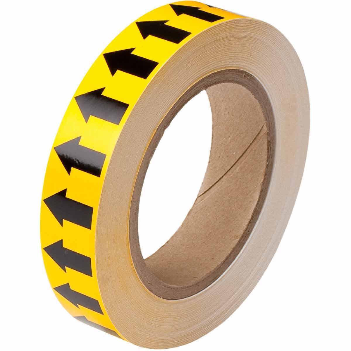 product Brady® 91420 Arrow Permanent Acrylic Pipe Banding Tape, Black on Yellow, 30 yd L x 2 in W, B-946 Vinyl, 720 Markers per Card