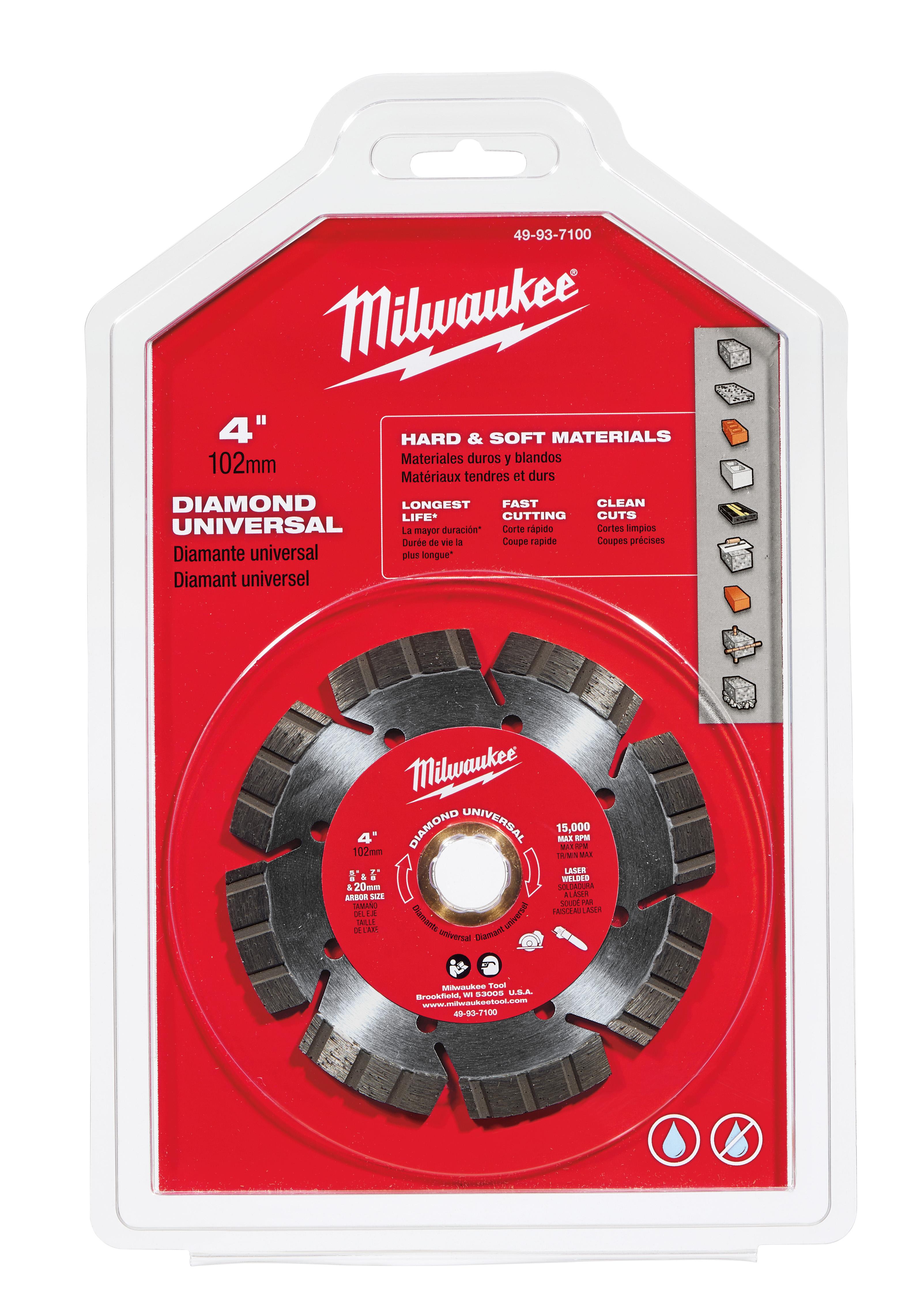 Milwaukee® 49-93-7040 Premium Segmented Circular Diamond Saw Blade, 14 in Dia Blade, 1 in, 20 mm Arbor/Shank, Wet/Dry Cutting