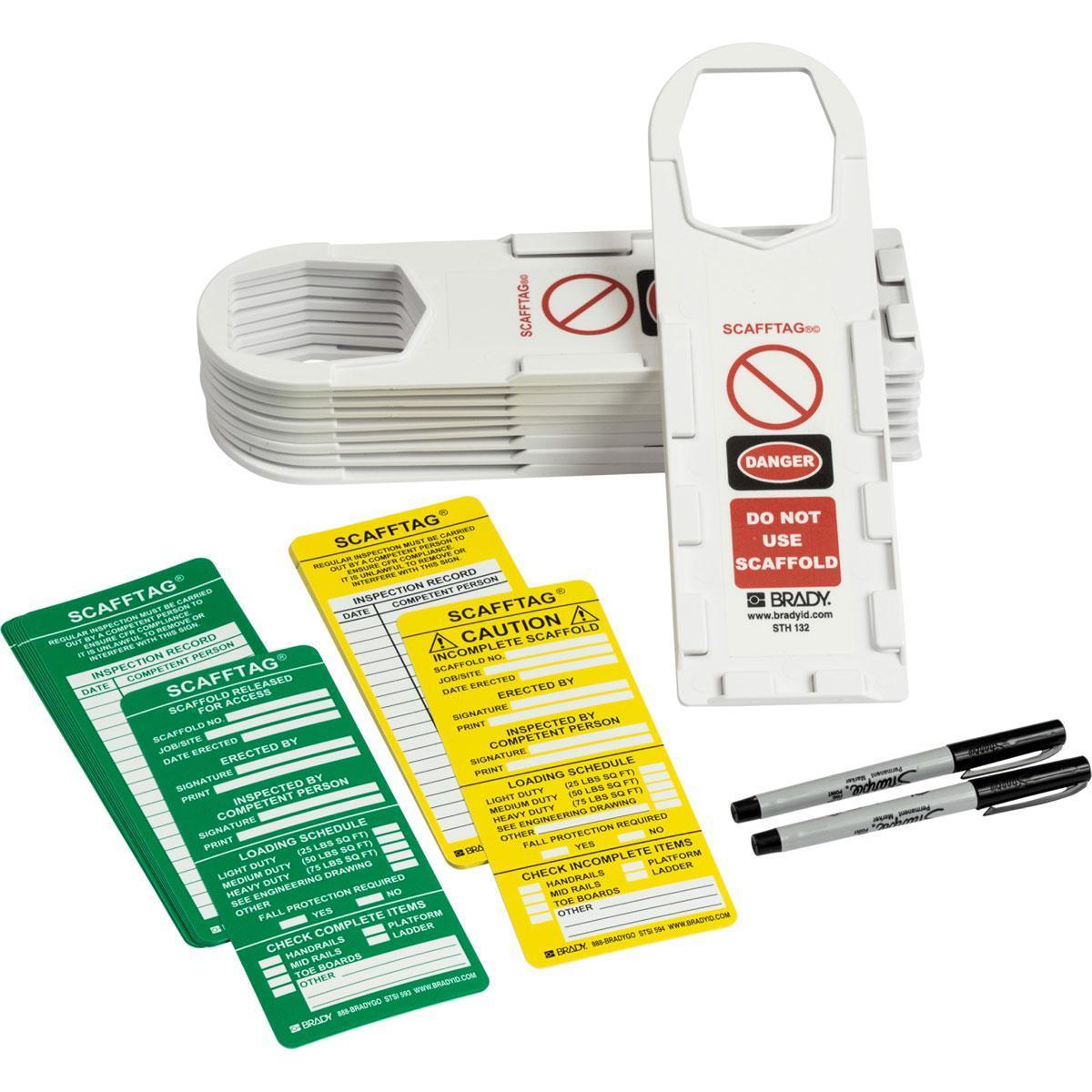 Brady&reg; ScaffTag&reg; SCAF-STH132A Hanger Tag Holder Kit, Black/Red on White, Plastic