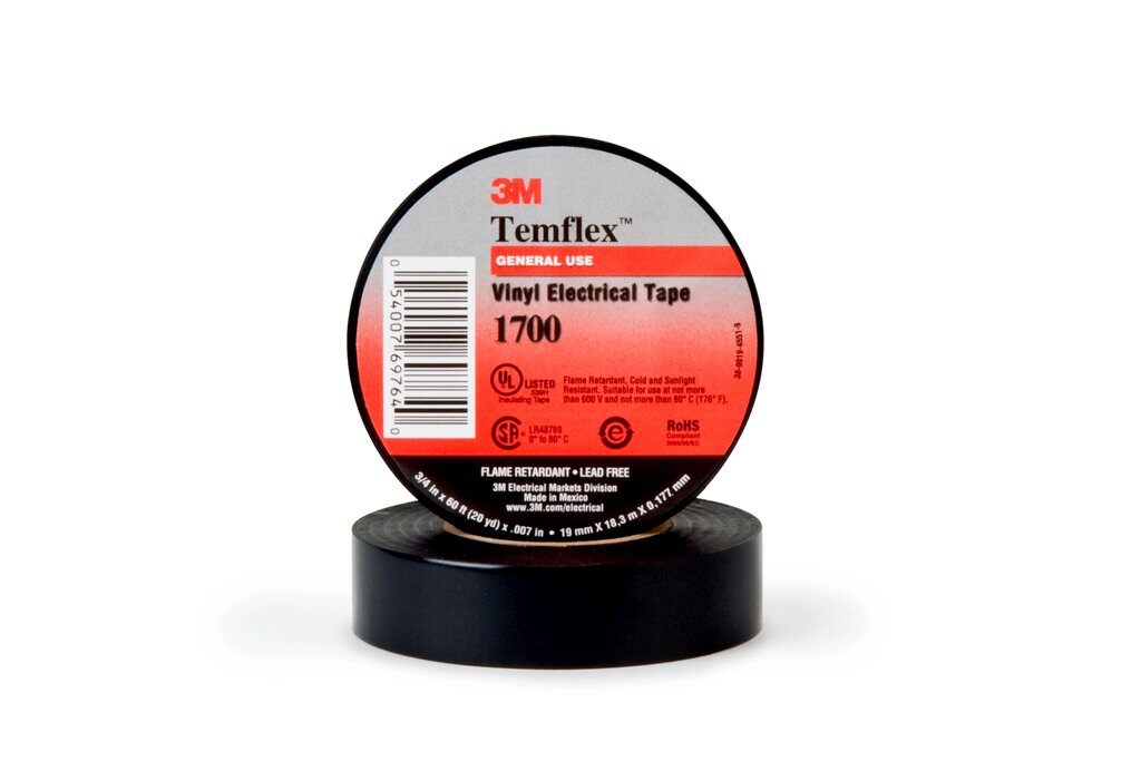 Temflex™ 1755-1.5X82.5FT Friction Tape, 82-1/2 ft L x 1-1/2 in W, 13 mil THK, Cotton Fabric, Rubber Adhesive, Cotton Cloth Backing, Black