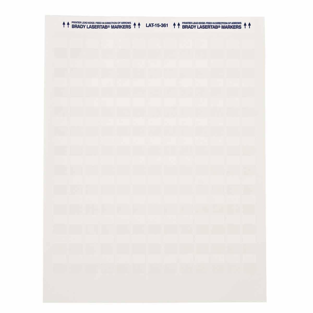 Brady&reg; LaserTab&reg; LAT-15-361-1 Rectangular Self-Laminating Printer Label, 3/4 in L x 1/2 in W, Clear/White, B-361B Polyester