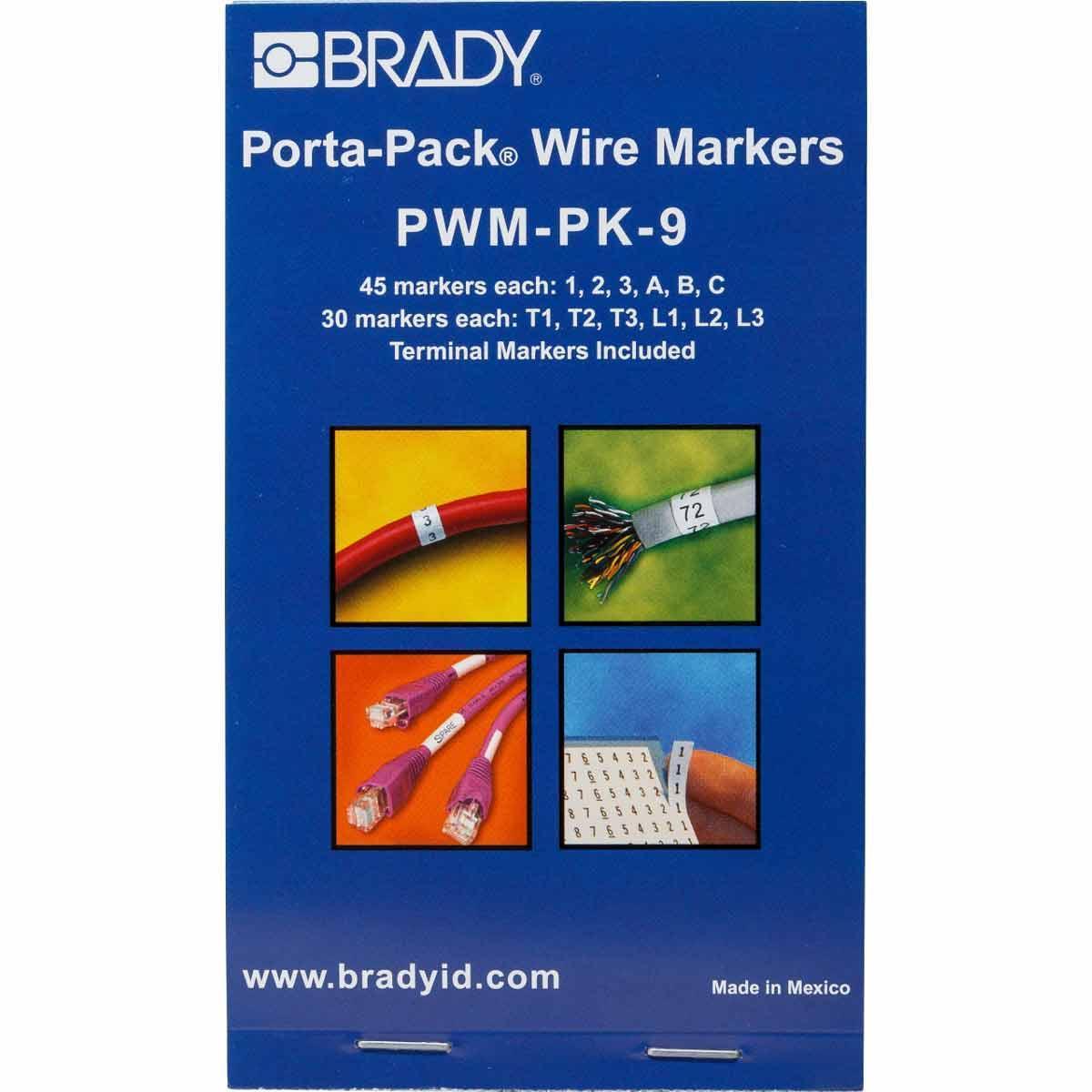 product Brady® Porta-Pack® PWM-PK-4 Die-Cut in Book Format Pre-Printed Wire Marker Book, 1-1/2 in L x 0.2 in W, Black on White, B-500 Vinyl Coated Fabric
