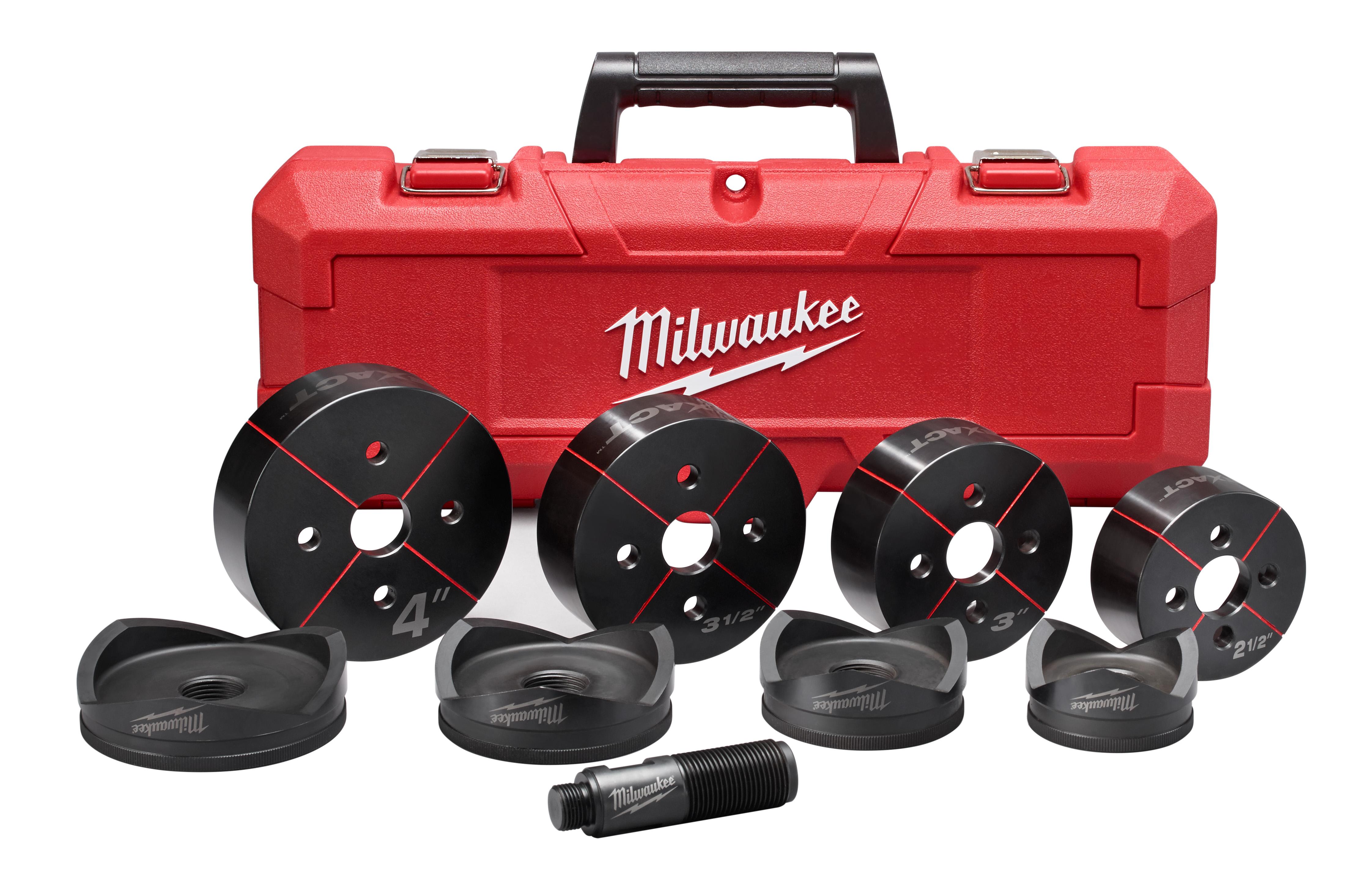 Milwaukee® M18™ Exact™ 49-16-2693 Knockout Punch Set, 10 ga Mild Steel, 12 ga Stainless Steel Capacity, 14 Pieces, 1/2 to 2 in Conduit/Pipe, Mild Steel