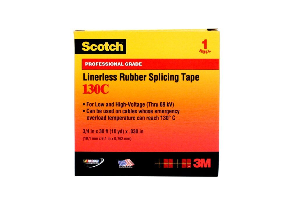 Scotch® 23-1X30FT-K Premium-Grade Splicing Tape, 30 ft L x 1 in W, 30 mil THK, Rubber, Rubber Resin Adhesive, Rubber Backing, Black