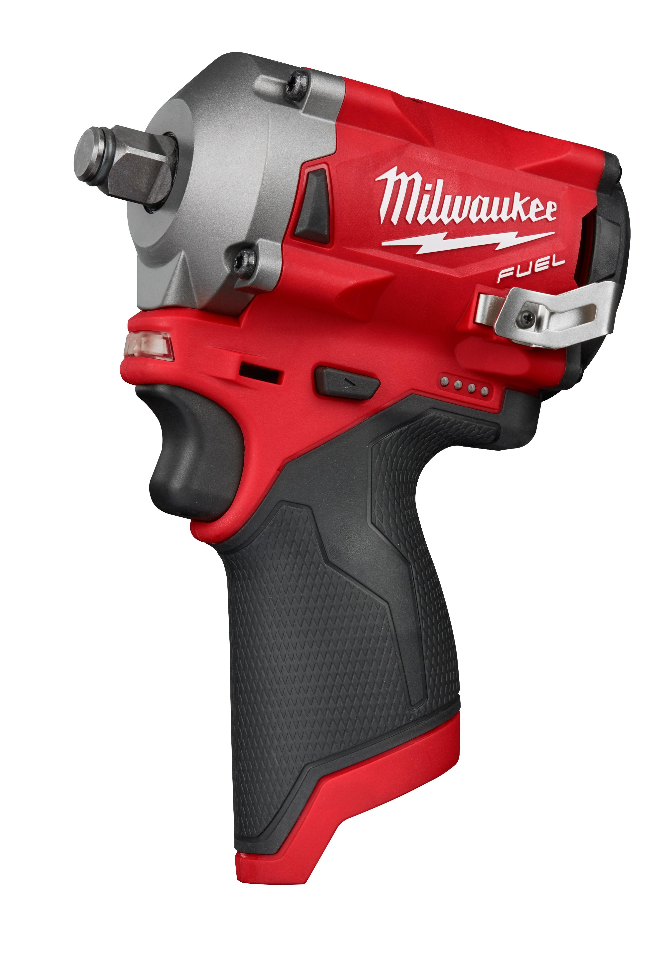Milwaukee® M12™ 2554-22 Stubby Cordless Impact Wrench Kit, 3/8 in Straight Drive, 3200 bpm, 250 ft-lb Torque, 12 VDC, 4.8 in OAL