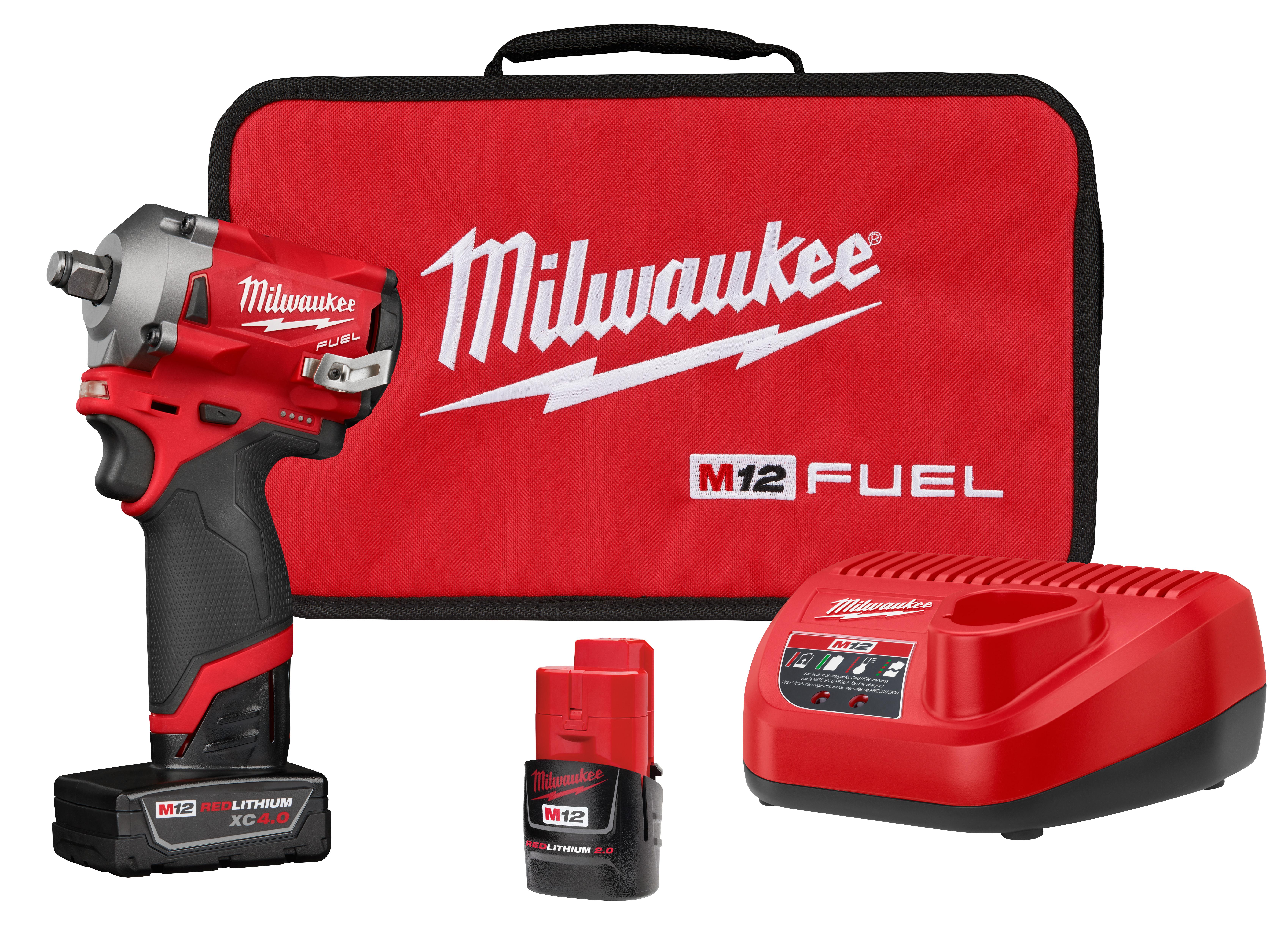Milwaukee® M12™ 2555-20 Stubby Cordless Impact Wrench, 1/2 in Straight Drive, 3200 bpm, 250 ft-lb Torque, 12 VDC, 4.9 in OAL