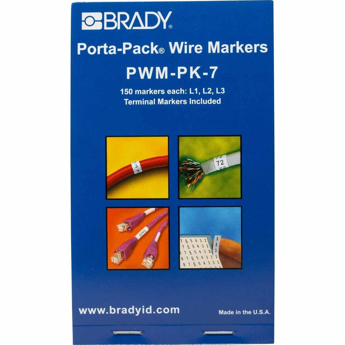 product Brady® Porta-Pack® PWM-PK-6 Die-Cut in Book Format Pre-Printed Wire Marker Book, 1-1/2 in L x 0.2 in W, Black on White, B-500 Vinyl Coated Fabric