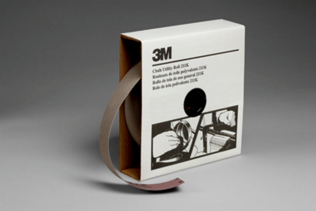 product 3M™ Utility Cloth Roll 211K, 120 J-weight, 1 in x 50 yd, Full-flex, 5 ea/Case