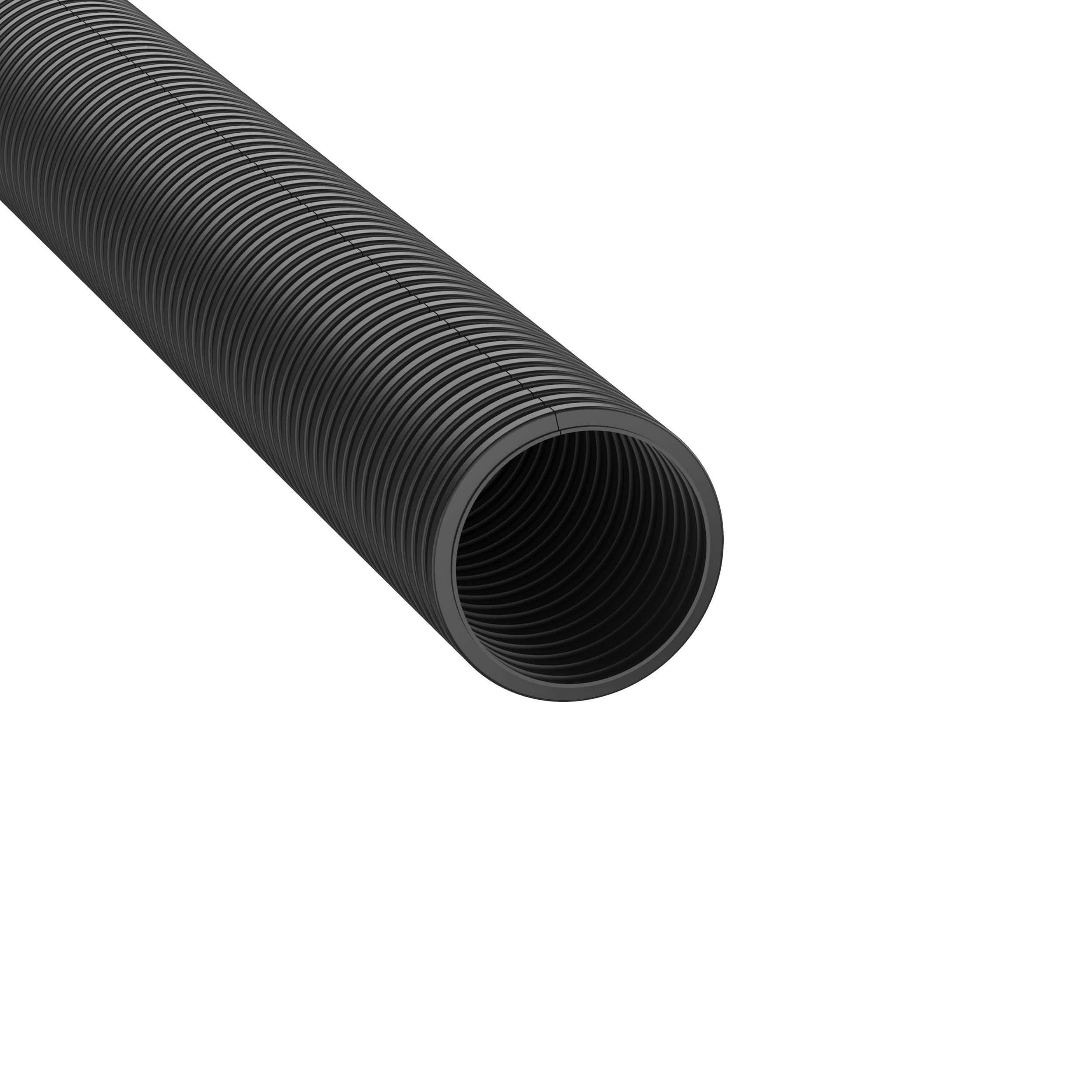 Panduit® CLT100N-C630 Heat Stabilized Slit Wall Corrugated Loom Tubing, 0.92 in ID x 100 ft L x 0.008 to 0.03 in THK, Nylon 6, Black