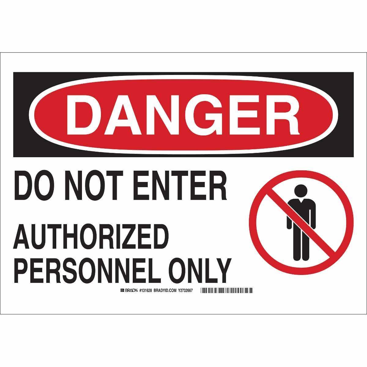 product Brady&reg; 123529 Rectangular Security Sign, 10 in H x 14 in W, Black/Red on White, B-555 Aluminum, Corner Hole Mount