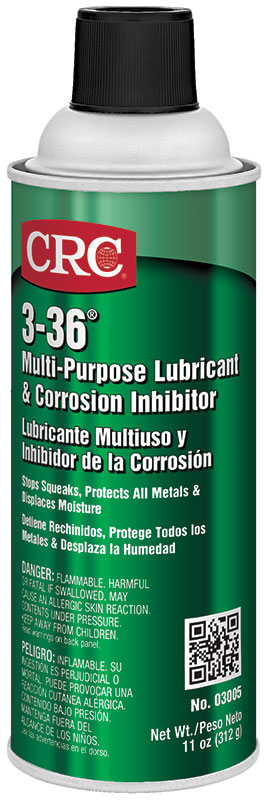 CRC® 03004 3-36® Flammable Multi-Purpose Non-Drying Lubricant and Corrosion Inhibitor, 6 oz Aerosol Can, Liquid Form, Blue/Clear/Green, 0.827