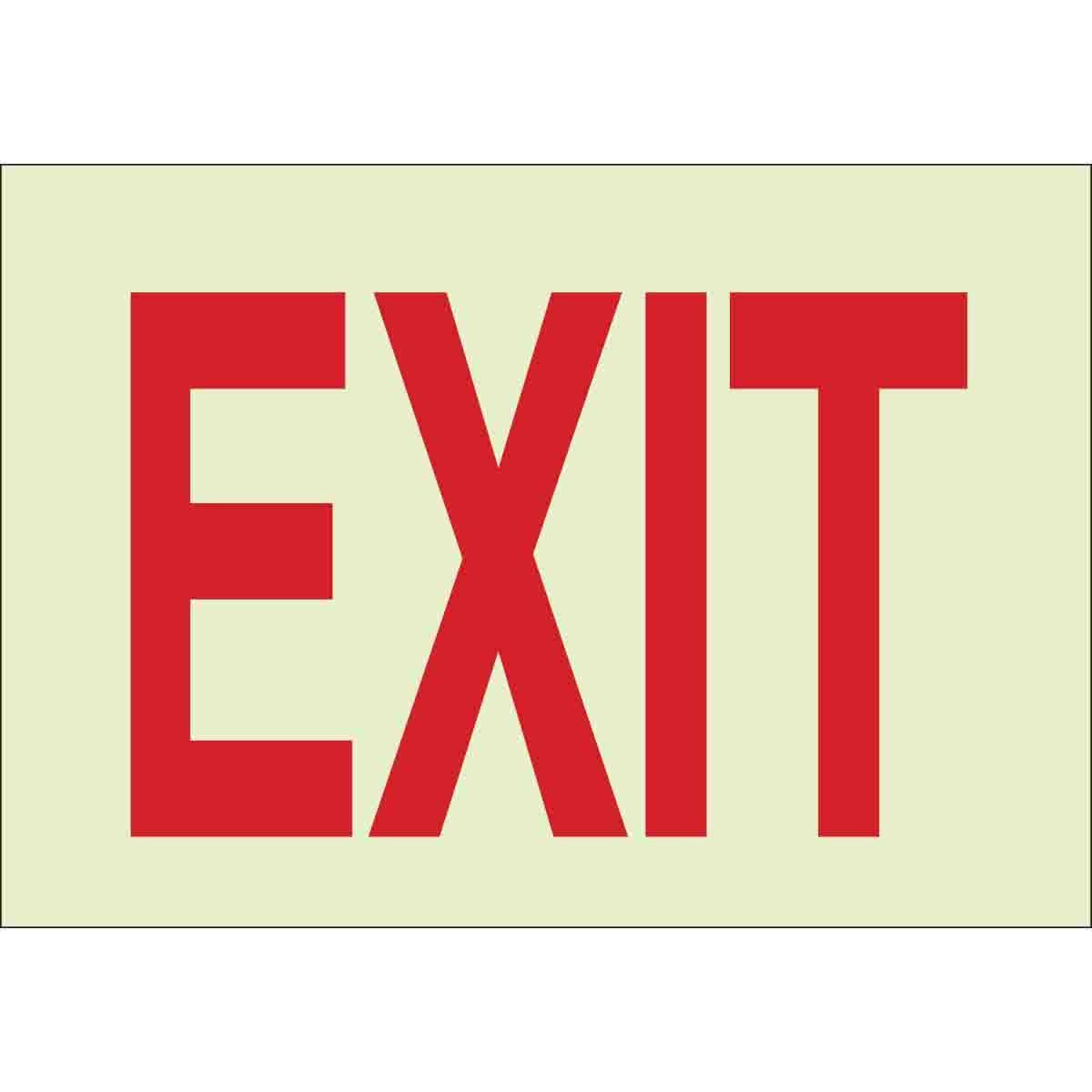 Brady® Prinzing® SV401E Rectangular Exit Sign, 14 in H x 10 in W, Red on White, Vinyl, Adhesive Mount