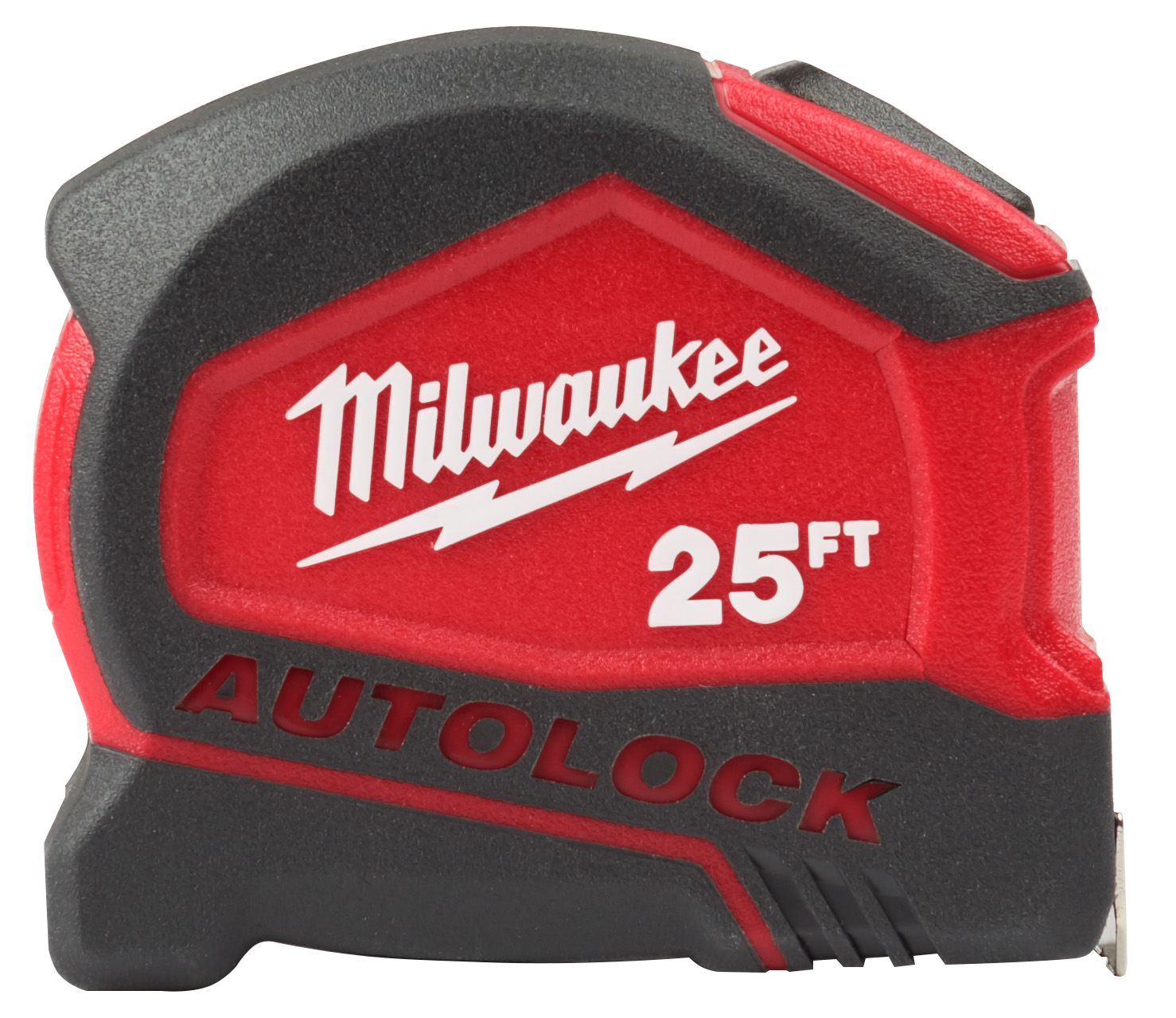 Milwaukee® Autolock 48-22-6825 Compact Autolock Measuring Tape With Belt Clip, 25 ft L x 27 mm W Blade, Steel Blade, 1/16 in Graduation
