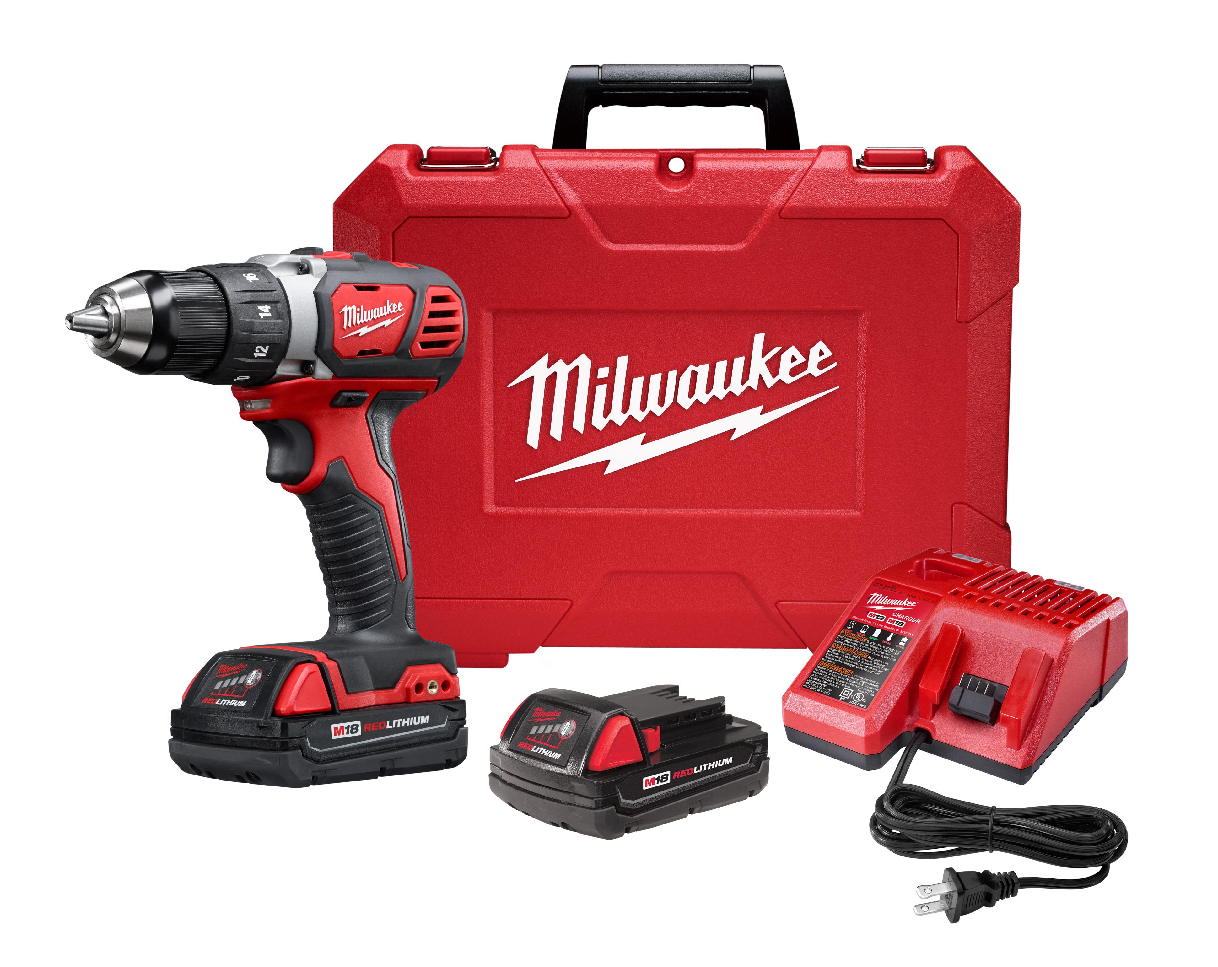 Milwaukee® M18™ 2606-20 Cordless Drill/Driver, 1/2 in Chuck, 18 VDC, 0 to 400/0 to 1800 rpm No-Load, 7-1/4 in OAL, Lithium-Ion Battery