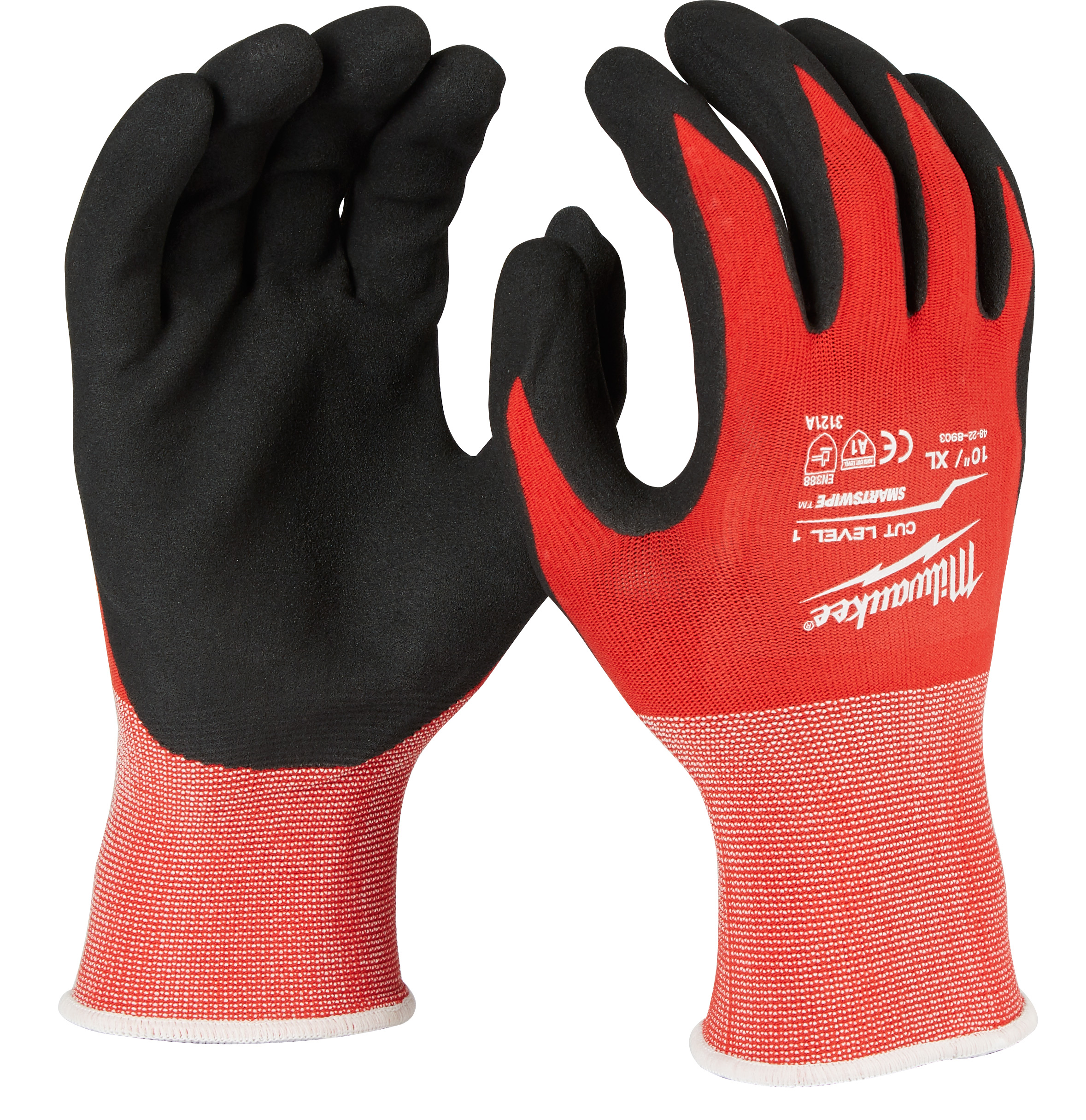 Milwaukee® 48-22-8903 Breathable Unisex Gloves, XL, Nylon/Lycra Blend, Knit Cuff, Resists: Cut and Puncture, ANSI Cut-Resistance Level: A1, ANSI Puncture-Resistance Level: 1