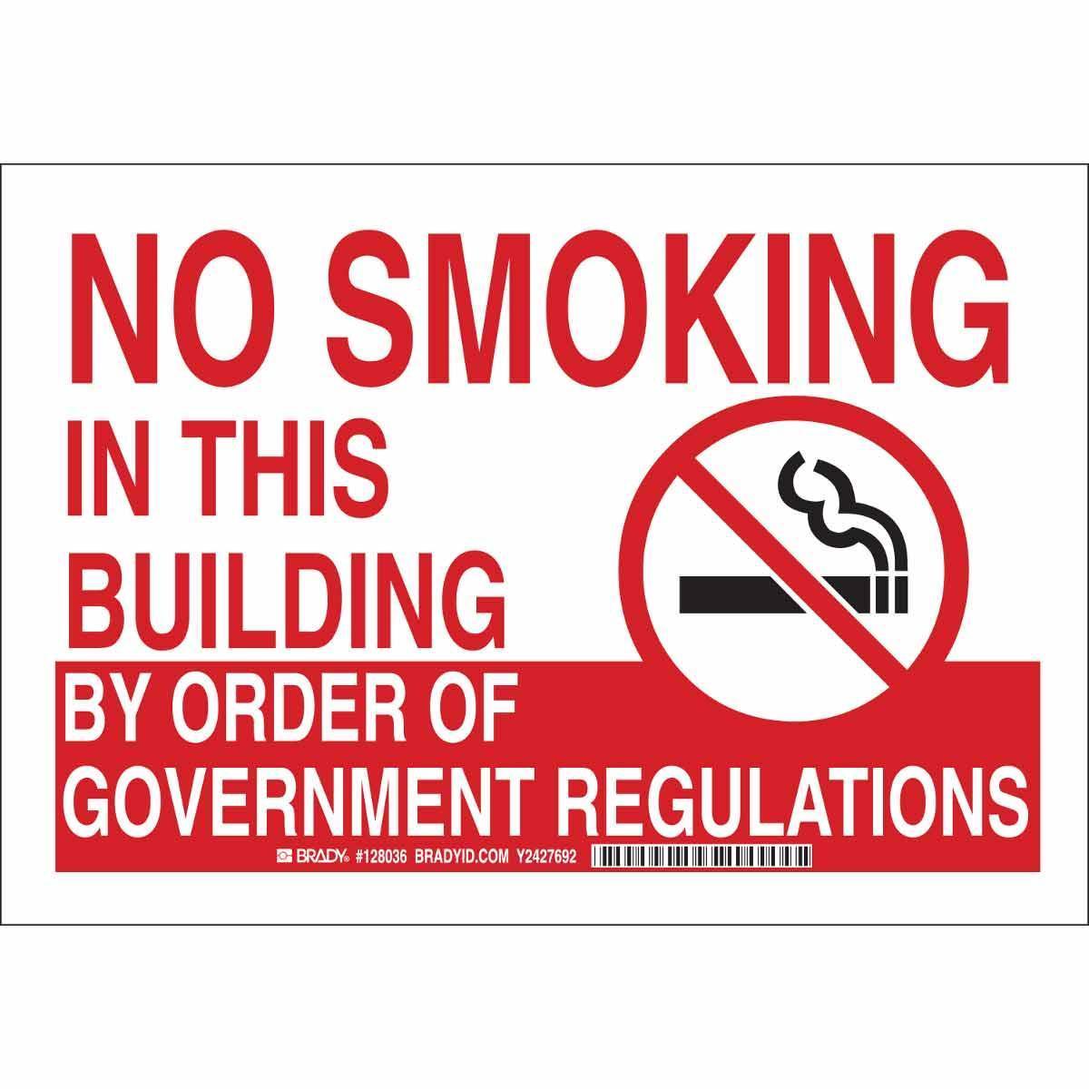 Brady® 42654 Non-Reflective Rectangular No Smoking Sign, DANGER, 10 in H x 14 in W, Black/Red on White, B-555 Aluminum, Fastened Mount