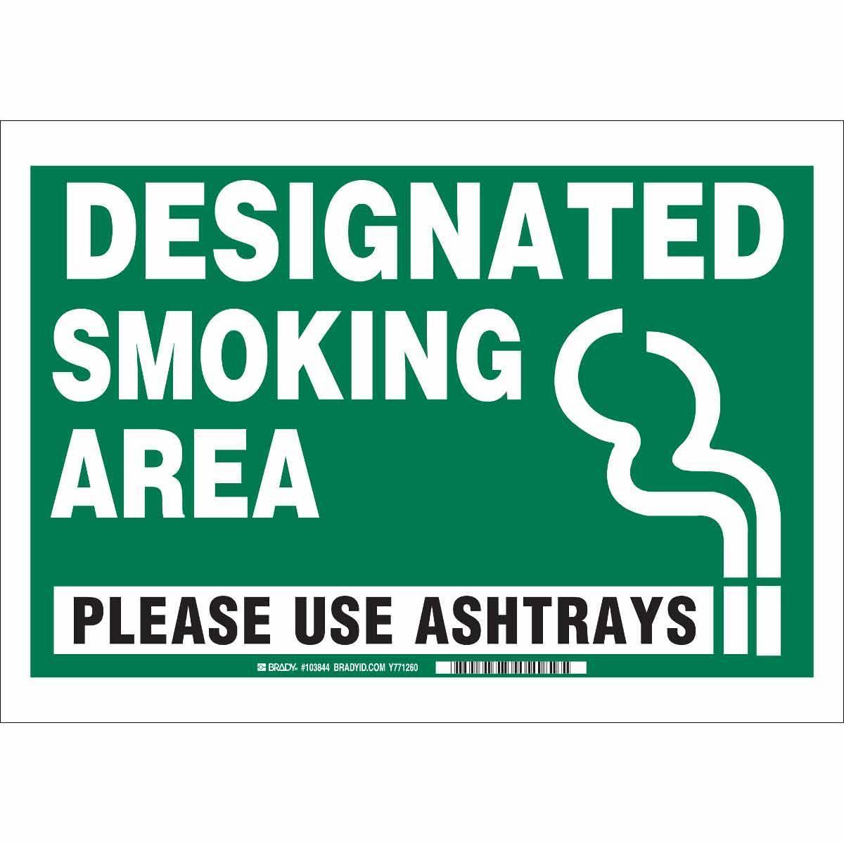 Brady&reg; 25119 Light Duty Rectangular No Smoking Sign, 10 in H x 7 in W, Black/Red on White, B-401 Polystyrene, Fastened Mount