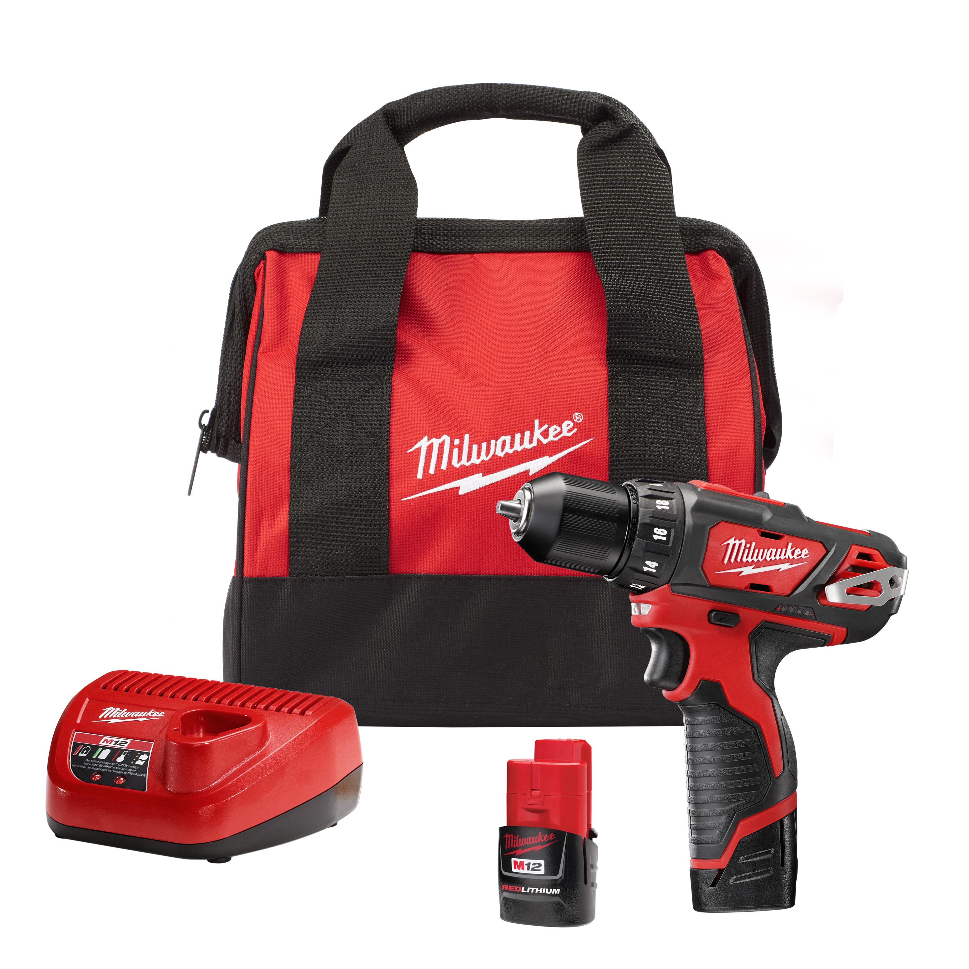 Milwaukee® M12™ 2407-20 Compact Lightweight Cordless Drill/Driver, 3/8 in Chuck, 12 VDC, 0 to 400/0 to 1500 rpm No-Load, 7-3/8 in OAL, Lithium-Ion Battery