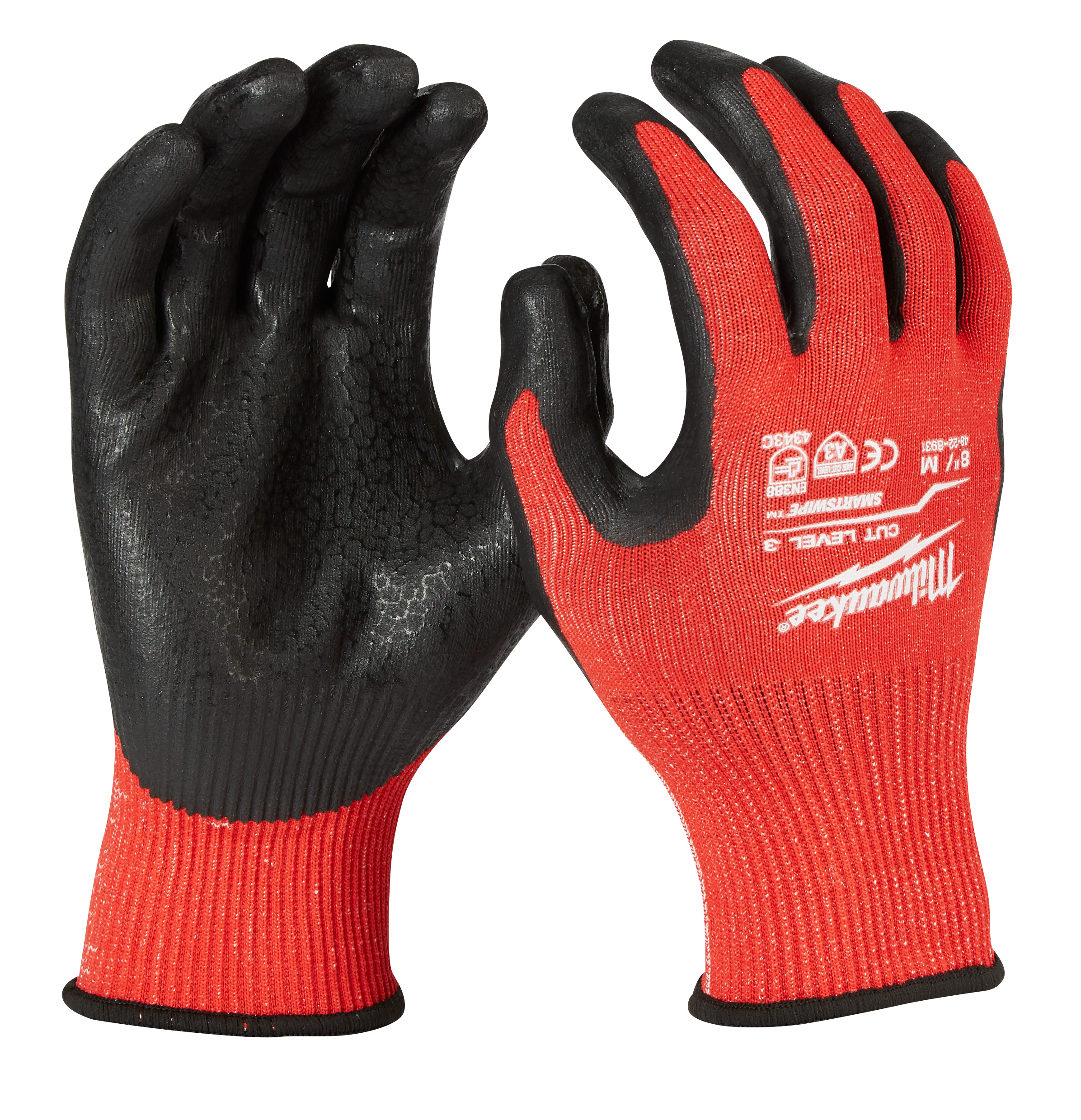 Milwaukee® 48-22-8931 Breathable Unisex Gloves, M, Nylon/Lycra Blend, Knit Cuff, Resists: Cut and Puncture, ANSI Cut-Resistance Level: A3, ANSI Puncture-Resistance Level: 3