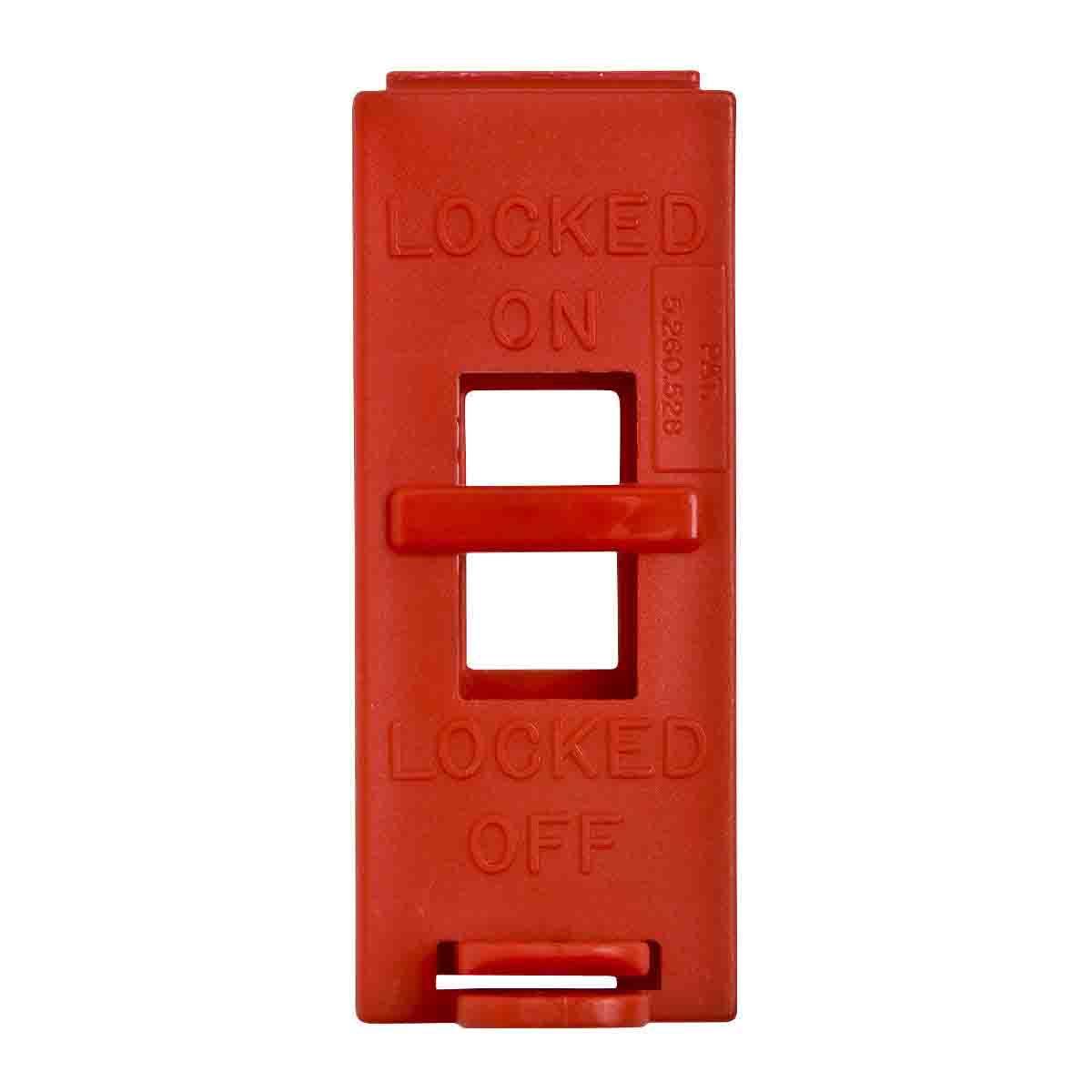 Master Lock® S3823 Grip Tight™ Plus Clamp-On Not Keyed Circuit Breaker Lockout, For Use With 480/600 V Oversized Handle Molded Case Circuit Breakers, 1 Padlock, 1/4 or 9/32 in Dia Max Padlock Shackle, PC/ABS Thermoplastic/Nylon/Stainless Steel, Black/Red