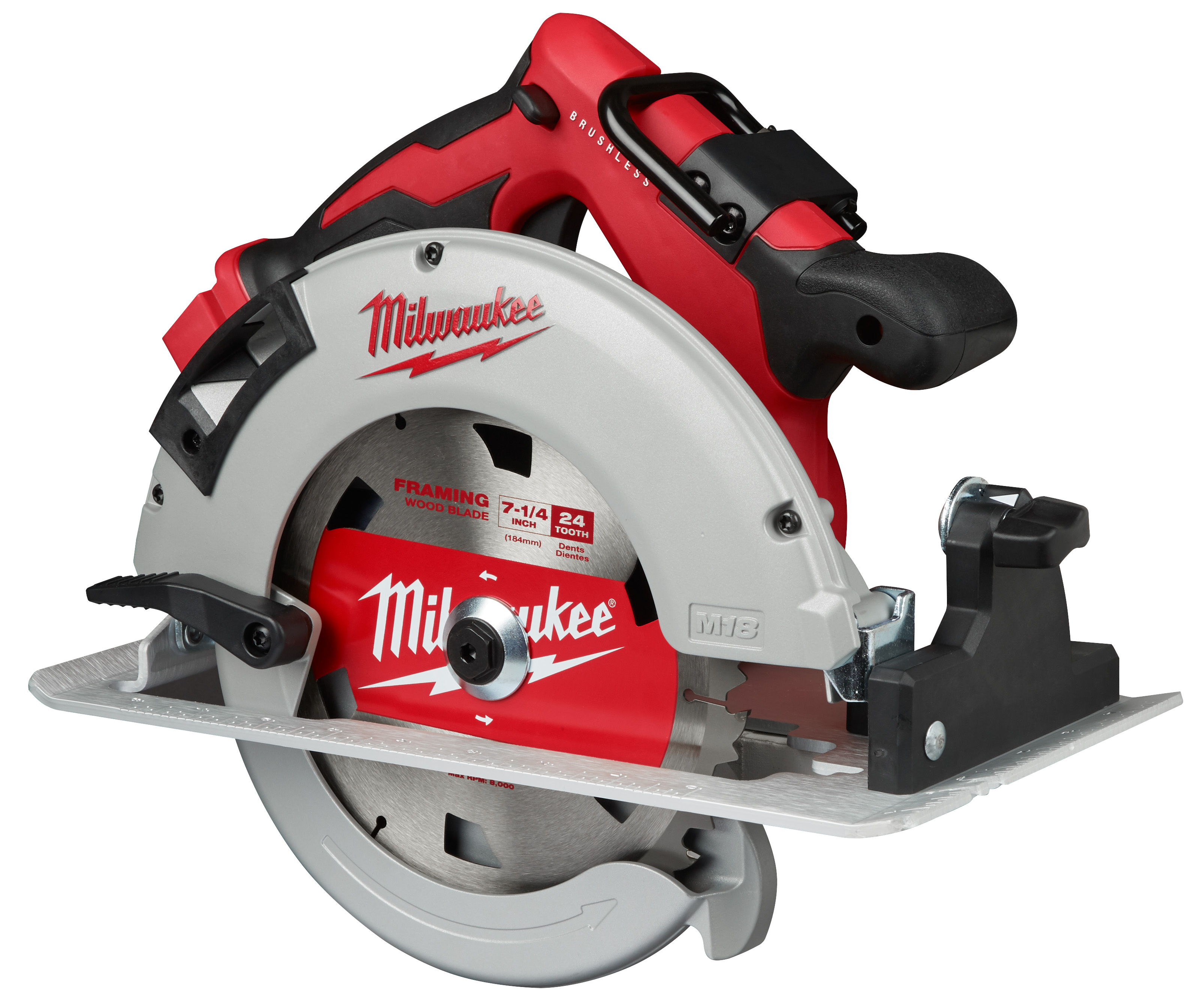 Milwaukee® 2630-20 Cordless Circular Saw, 6-1/2 in Blade, 5/8 in Arbor/Shank, 18 VDC, 1-5/8 in 45 deg, 2-1/8 in at 90 deg D Cutting, Lithium-Ion Battery, Left Blade Side