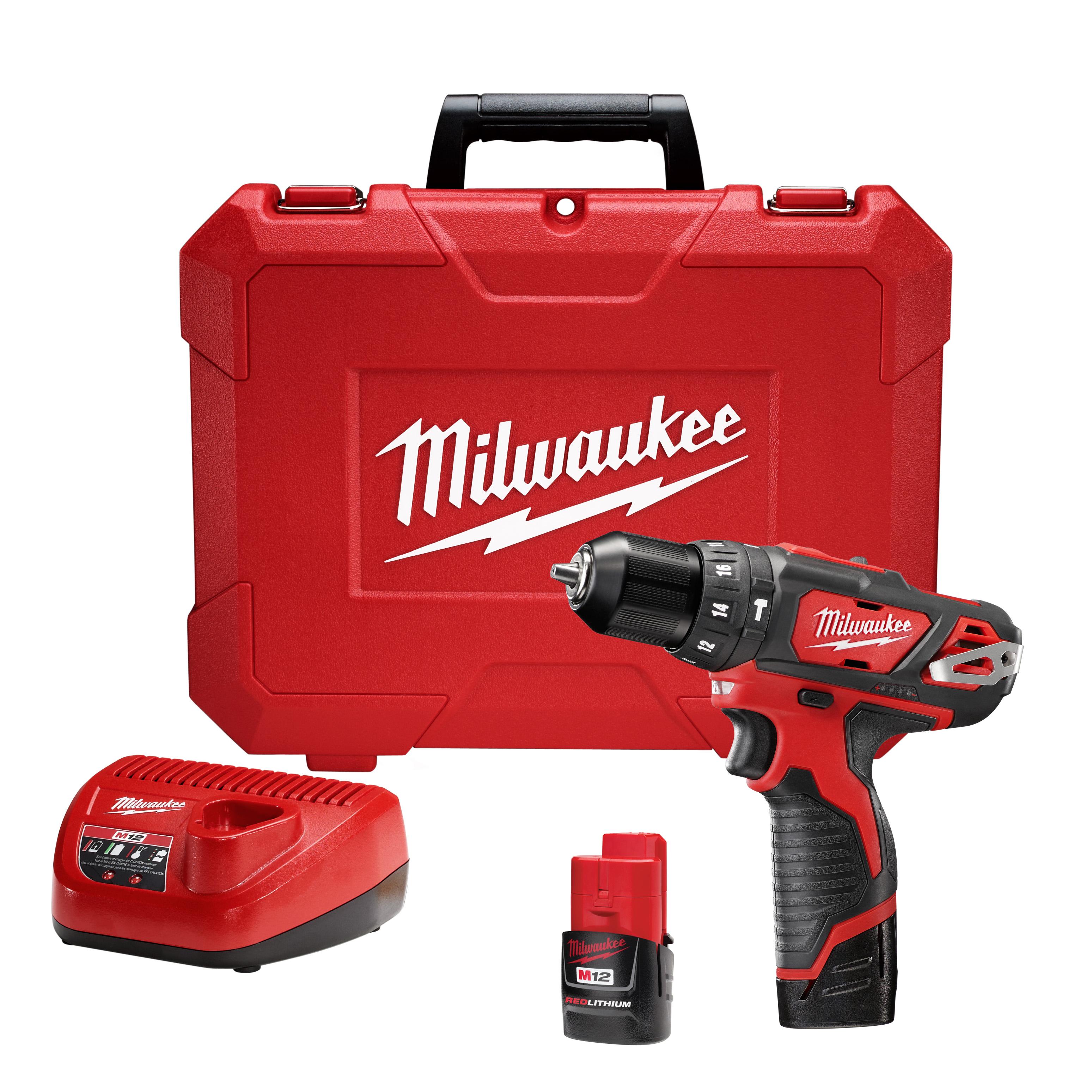 Milwaukee® M12™ 2407-22 Compact Lightweight Cordless Drill/Driver Kit, 3/8 in Chuck, 12 VDC, 0 to 400/0 to 1500 rpm No-Load, 7-3/8 in OAL, Lithium-Ion Battery