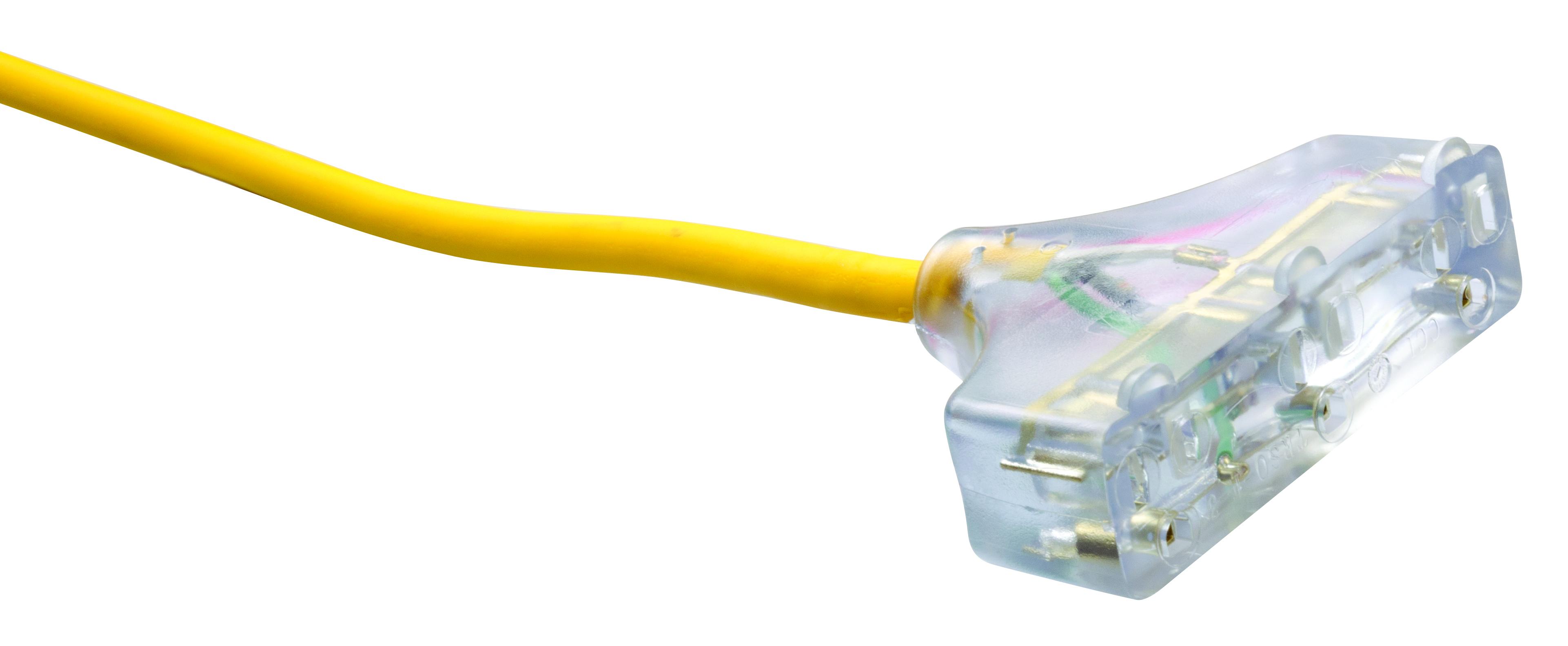 Polar/Solar&reg; 3487SW0002 Type SJEOOW Heavy Duty Trisource Extension Cord With Lighted End, 15 A at 125 V AC, 25 ft L Cord, 3 Conductors