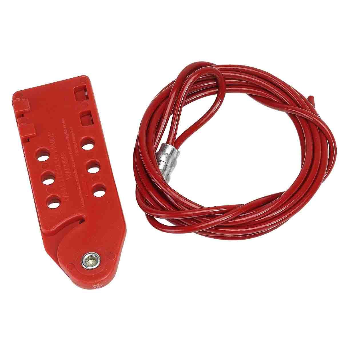 product Master Lock® S806CBL15 Adjustable Cable Lockout, 4 Maximum Padlocks, Red/Silver, Thermoplastic Body, 1-3/32 in wd x 2-7/8 in lg x 2-11/16 in ht Body, Danger Do Not Operate Legend