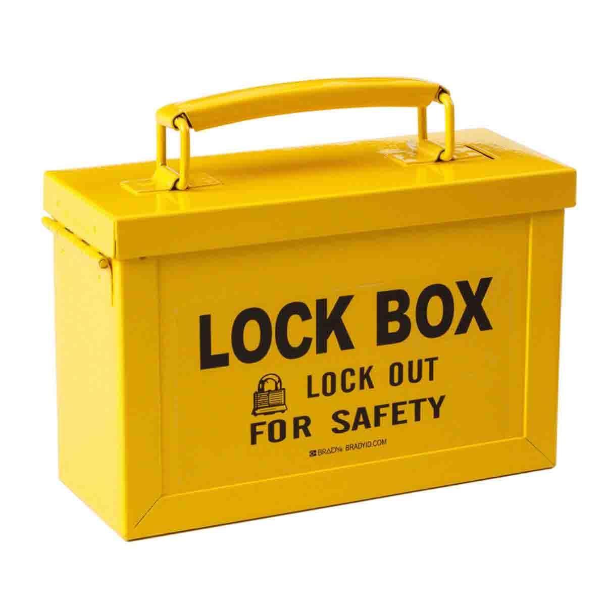 product Brady® 65699 Empty Group Lockout Box, 13 Padlocks, Hinged Door, Red, 6 in H x 9 in W x 3-1/2 in D, Portable Mount