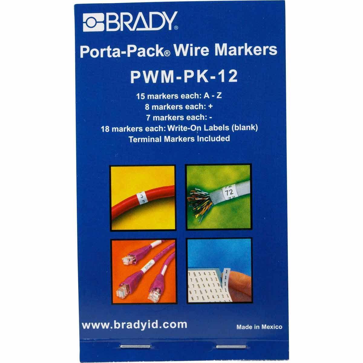 product Brady® Porta-Pack® PWM-PK-9 Die-Cut in Book Format Pre-Printed Wire Marker Book, 1-1/2 in L x 0.2 in W, Black on White, B-500 Vinyl Coated Fabric