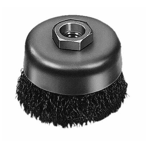 Milwaukee® Stikit® 48-52-5067 Cup Brush, 3-1/2 in Dia Brush, 5/8-11 Arbor Hole, 0.02 in Dia Filament/Wire, Knot, Carbon Steel Fill