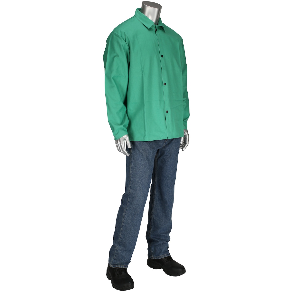Ironcat&reg; 7050/L IRONTEX&reg; 7050 Flame Resistant Jacket, Green, Cotton Sateen, 24-3/4 in Chest, Resists: Flame, Spark and Spatter, ASTM D6413