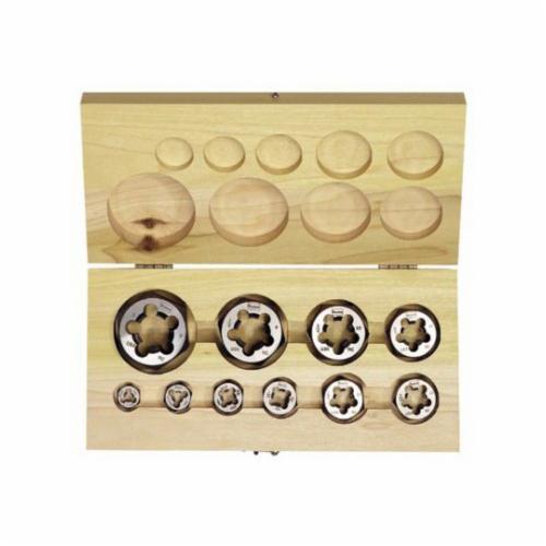 Irwin&reg; Hanson&reg; 25701 Re-Threading Die Set, 10 Pieces, 1/4-20 to 1-8, UNC Thread, Hexagon Die, High Carbon Steel