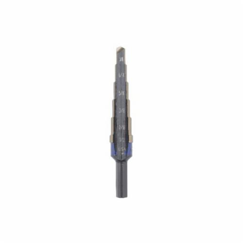Irwin® Unibit® 10239CB Step Drill Bit, 7/8 in Dia Min Hole, 1-1/8 in Dia Max Hole, 2 Steps, M35 HSS-Co 5, 2 Hole Sizes, 7/16 in Shank