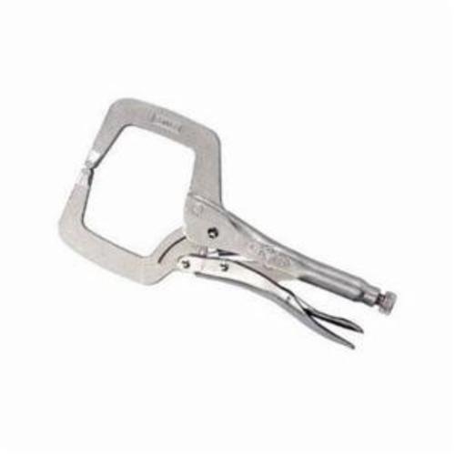product Irwin® Vise-Grip® The Original™ 19 11R® Fixed Tip Standard Locking C-Clamp With Regular Tip, Nickel Plated, 2-5/8 in D Throat, 3-3/8 in Jaw Opening, 11 in L Jaw, Heat Treated Alloy Steel