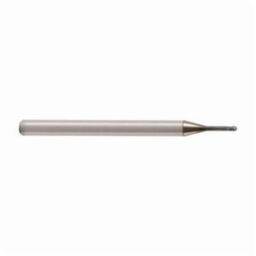 Seco JABRO&reg; Mini 32227 JM113 Ball End Center Cutting Extra Long Length Single End Mill, 0.031 in Dia Cutter, 0.023 in Length of Cut, 2 Flutes, 0.118 in Dia Shank, 1.574 in OAL, MEGA-64-T/PVD Coated