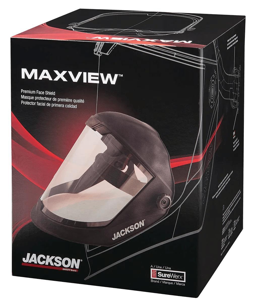JACKSON SAFETY&reg; MAXVIEW&trade; 14200 Lightweight Premium Face Shield With Ratcheting Headgear, Clear Tint Polycarbonate 9 in H x 13-1/4 in W x 0.04 in THK Visor