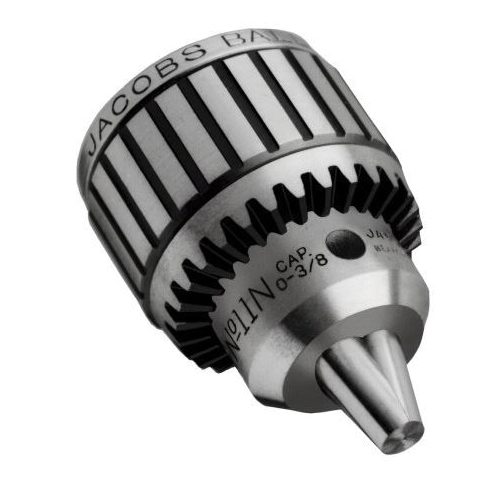 Jacobs&reg; 31409 JK 130-MT3 High Precision/High Torque Keyless Drill Chuck With Integrated Shank, 0.039 to 0.512 in Capacity, #3 MT Mounting, Ball Bearing