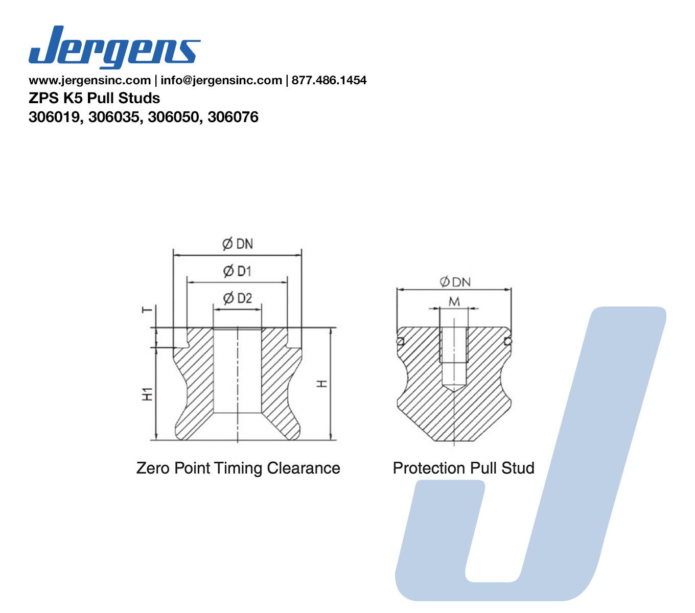 Jergens&reg; 306050 Clearance Stud, For Use With Hydraulic and Pneumatic Clamping Modules