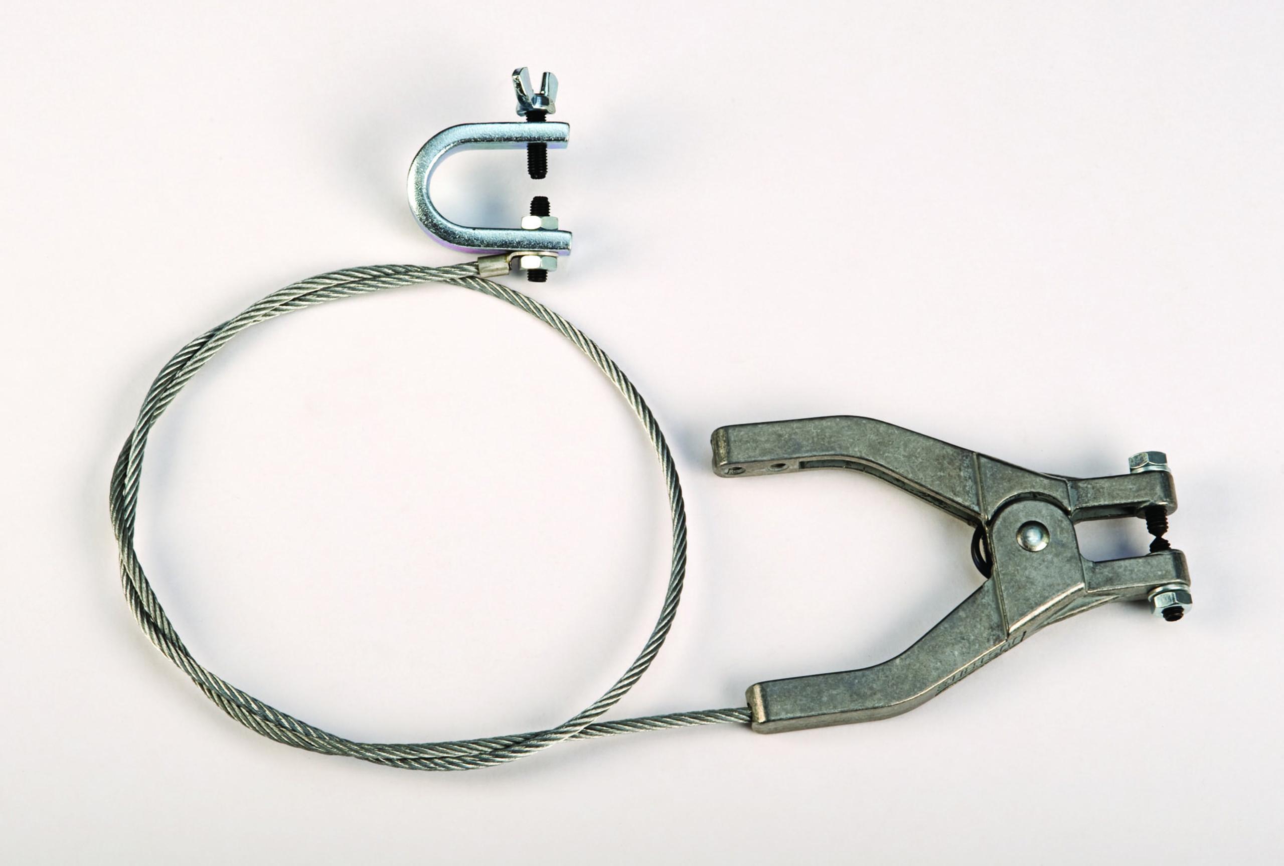 product Justrite® 08497 Antistatic Wire With Hand Clamp and 1/4 in Terminal, 10 ft L, Coiled Insulated Wire