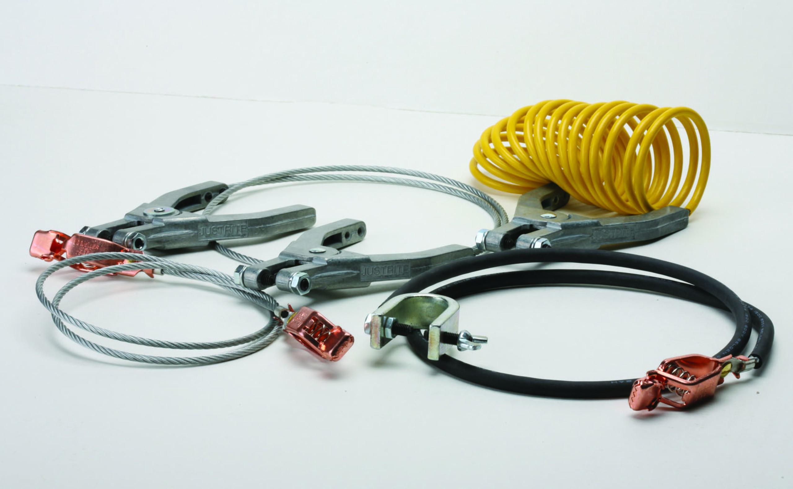 Justrite&reg; 08498 Antistatic Wire With Hand Clamp and C Clamp, 3 ft L, Flexible Wire