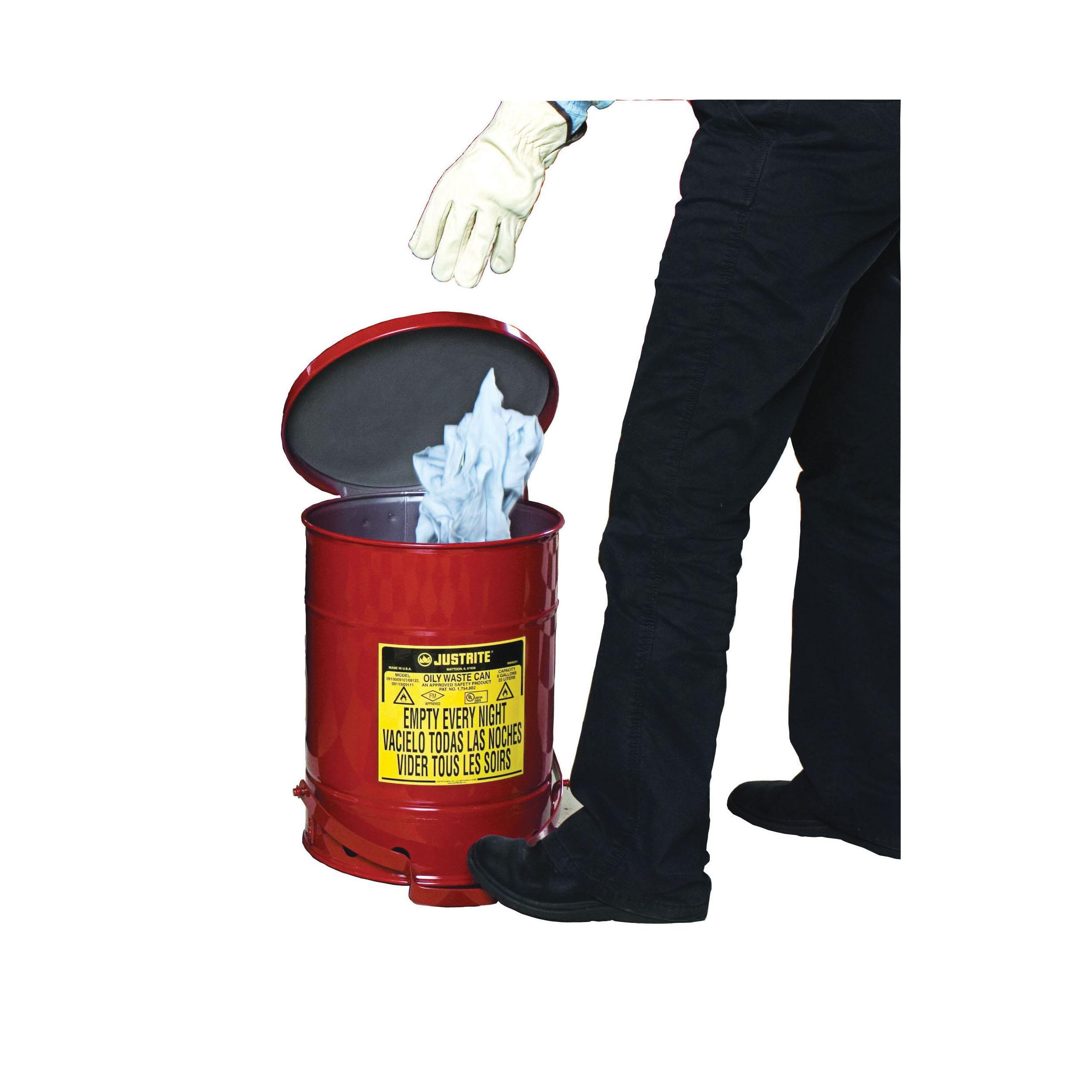 product Justrite® 10903 Drain Can With Plated Steel Funnel, 3 gal Capacity, 11-5/8 in Dia, 12-1/4 in H, Steel, Red, FM Approved