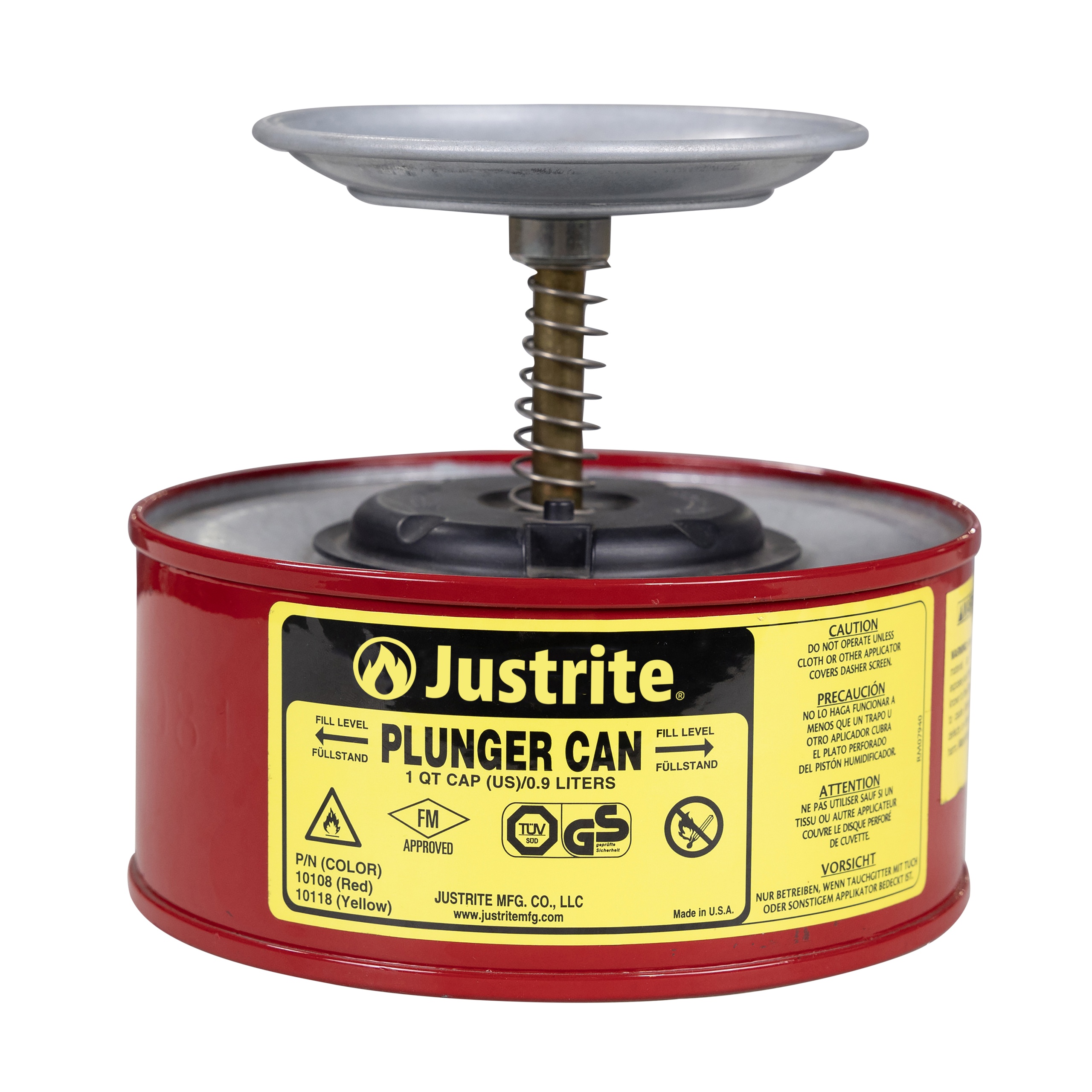 Justrite&reg; 890200 Sure-Grip&reg; EX Mini Flammable Safety Cabinet, 4 gal Capacity, Recessed Paddle Handle, 22 in H x 17 in W x 8 in D, Manual Close Door, 1 Doors, 1 Shelves, Cold Rolled Steel, Yellow
