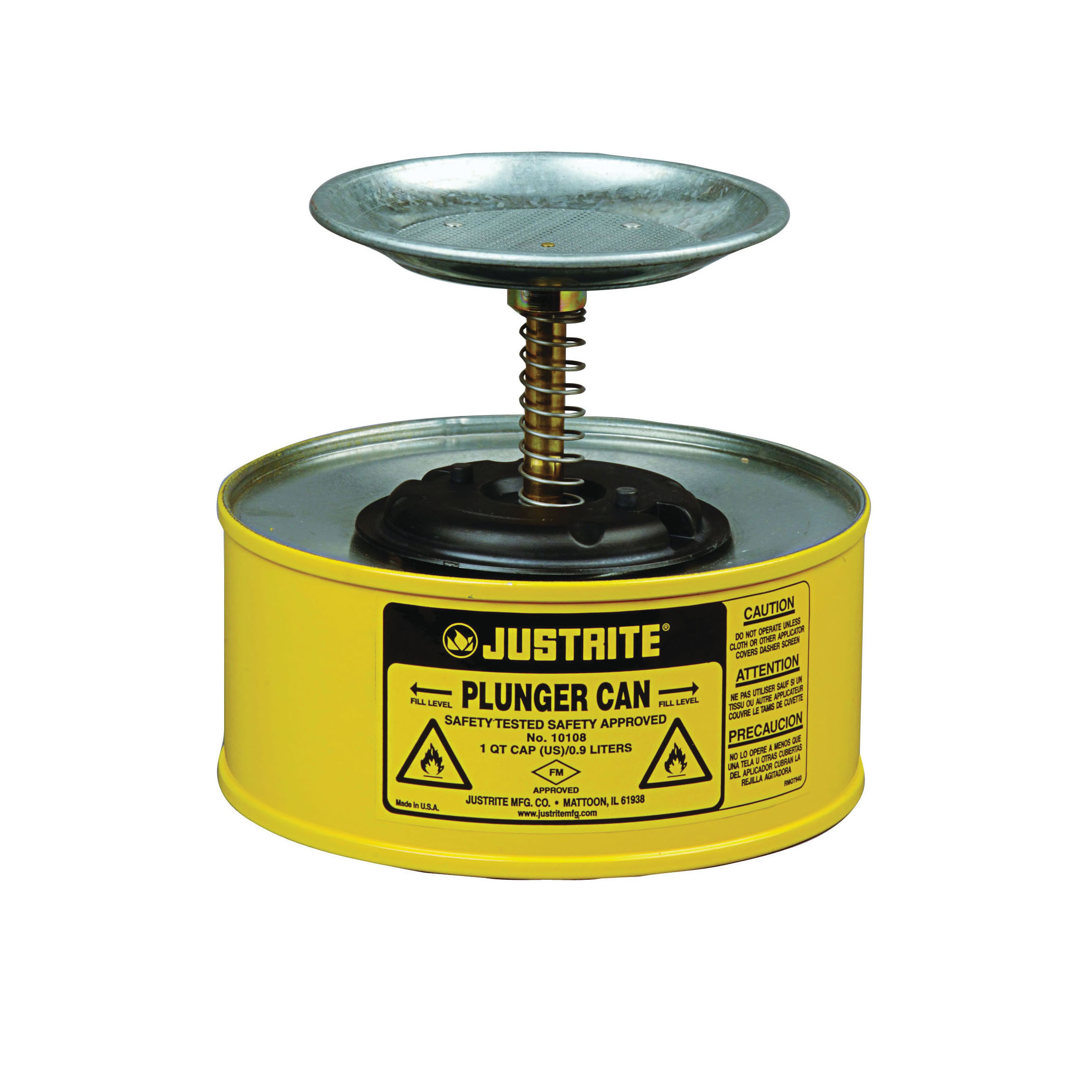 product Justrite® 10308 Plunger Dispensing Can, 1 gal, Steel, Red, Brass/Ryton® Plunger, 5 in Dia Dasher Plate