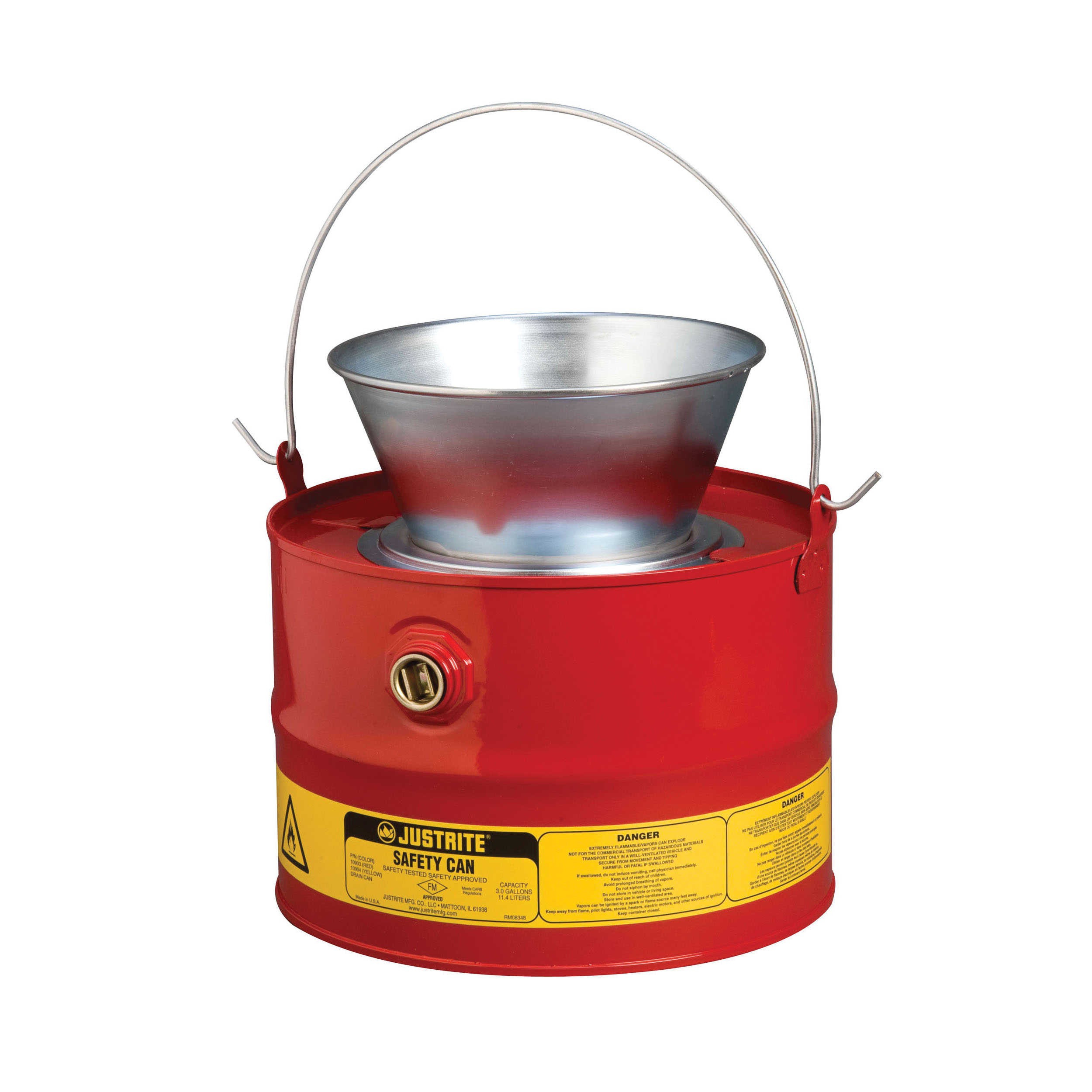 product Justrite® 09301 Standard Foot Operated Oily Waste Can With Self-Closing Cover, 10 gal Capacity, 13.938 in Dia x 18-1/4 in H, Steel, Yellow