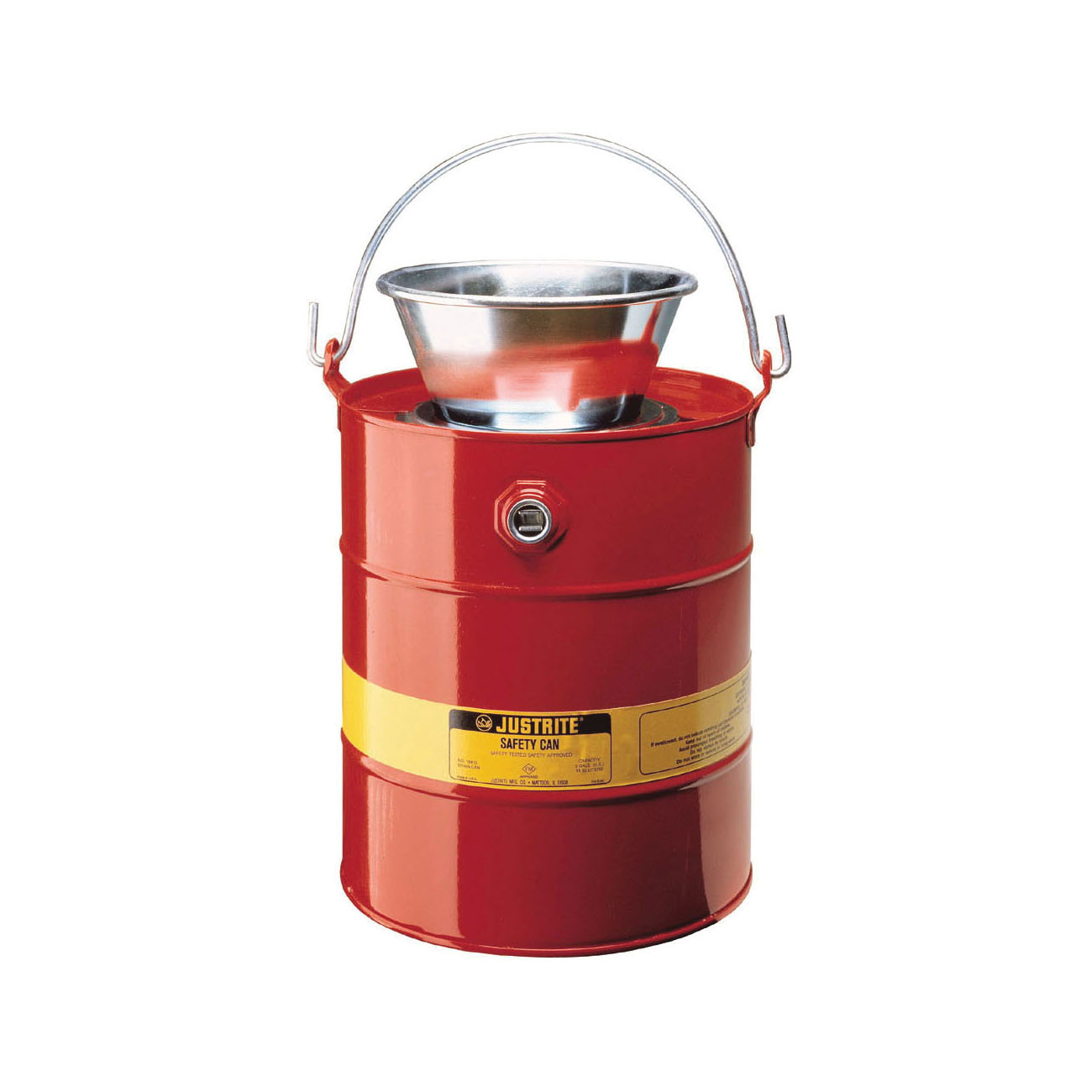 product Justrite® 12772 Liquid Disposal Safety Can With Stainless Steel Hardware and Faucet, 5 gal Capacity, 12 in Dia, 20 in H, Polyethylene, White, FM Approved, OSHA Approved, NFPA 30