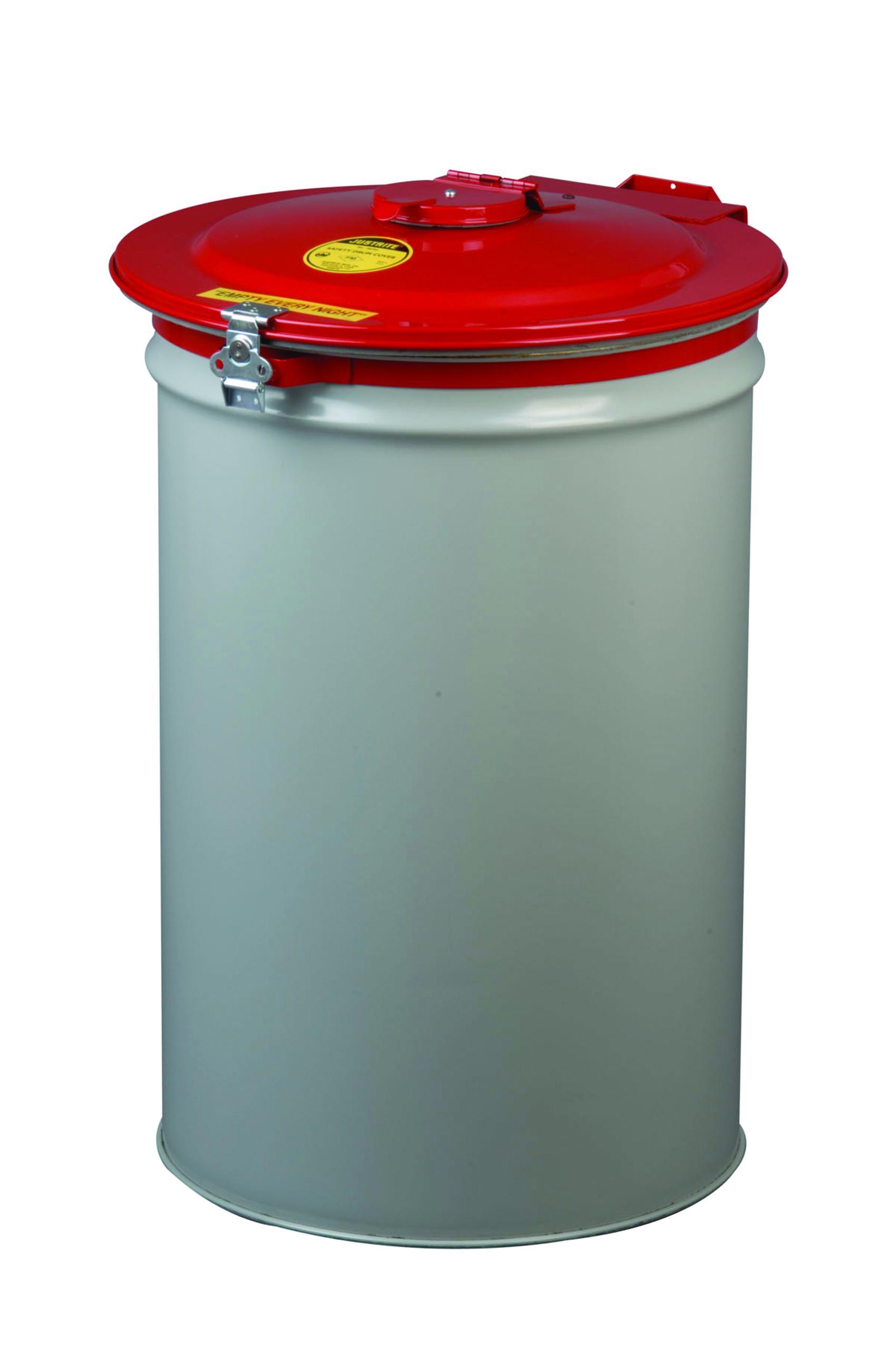 product Justrite® 26730 Self-Closing Safety Drum Cover With Fusible Link, For Use With 30 gal Drums, Steel, Red