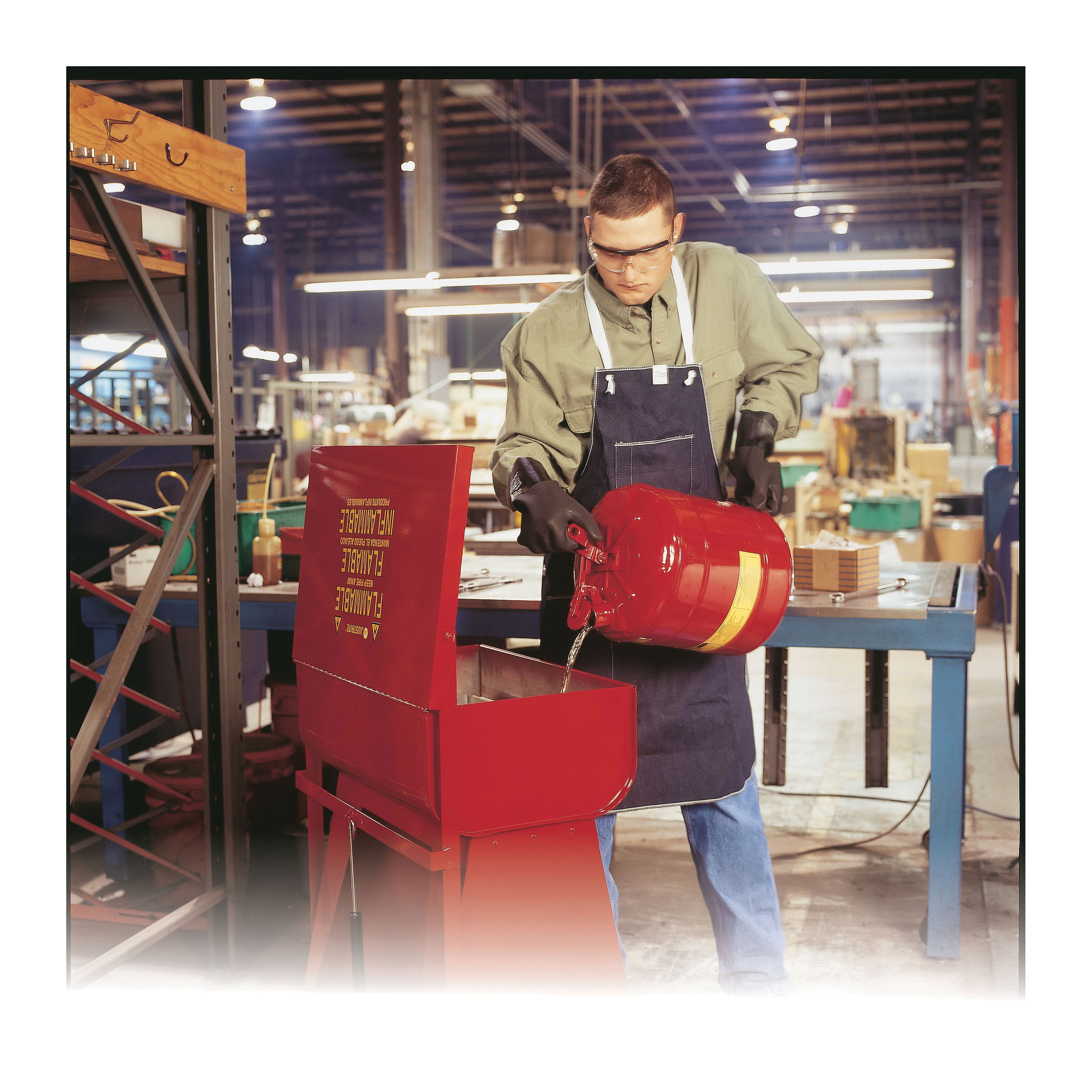 product Justrite® 10175 Bench Can, 1 qt Capacity, 4-7/8 in Dia x 5-1/2 in H, Galvanized Steel, Red