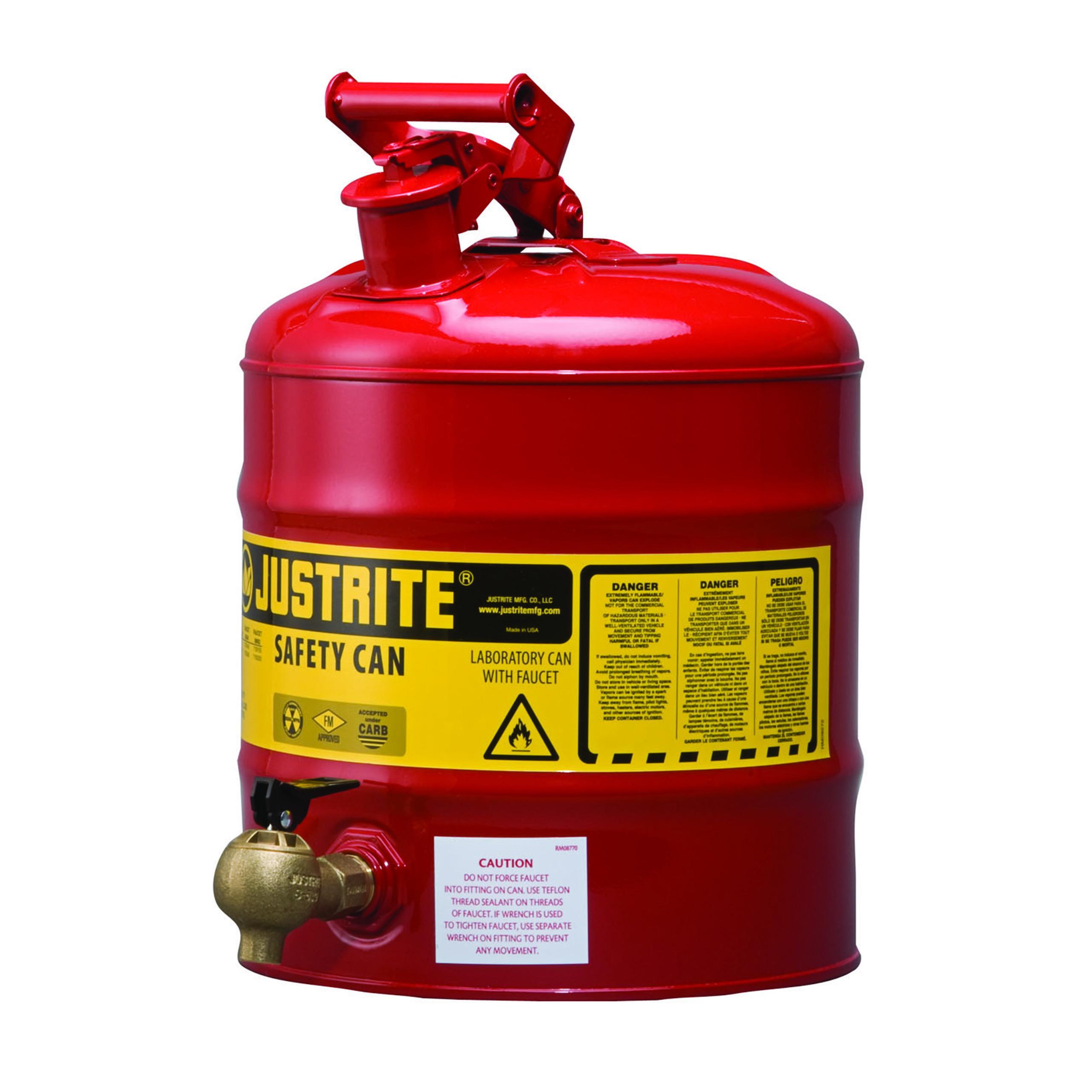 Eagle Manufacturing UI50S Type I Safety Can, 5 gal Capacity, 12-1/2 in Dia x 13-1/2 in H, Galvanized Steel, Red